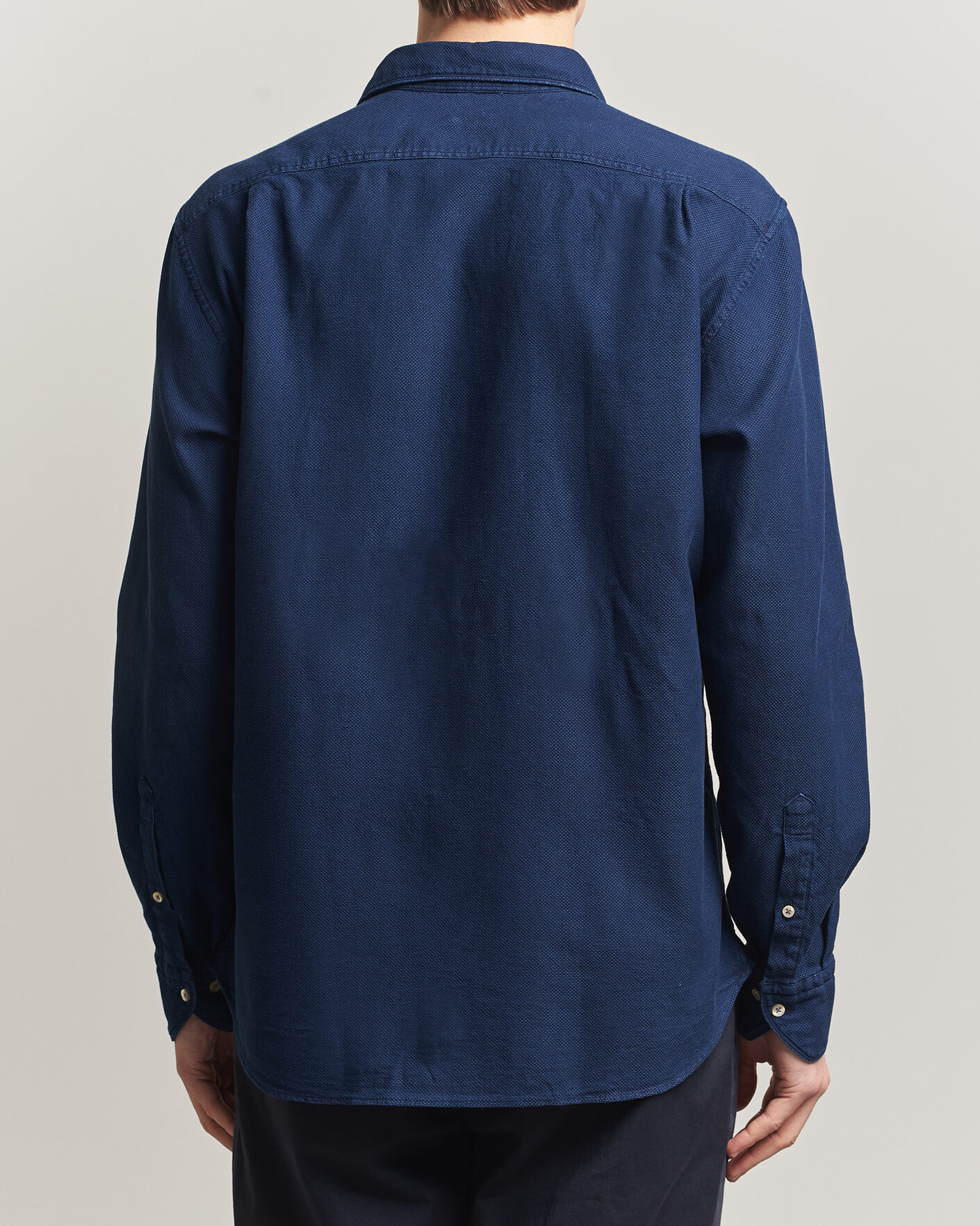 Uomini | Camicie | Stenströms | Regular Fit Structured Denim Shirt Navy