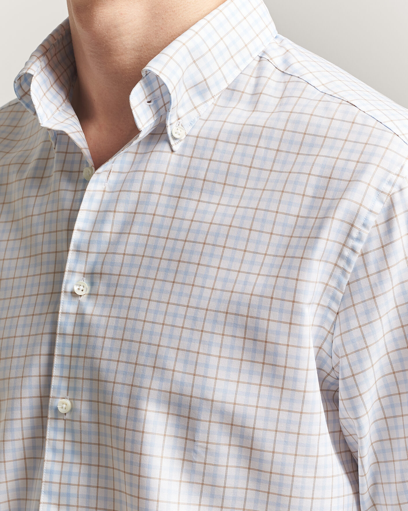 Uomini | Camicie | Stenströms | Regular Fit Checked Oxford Shirt Blue