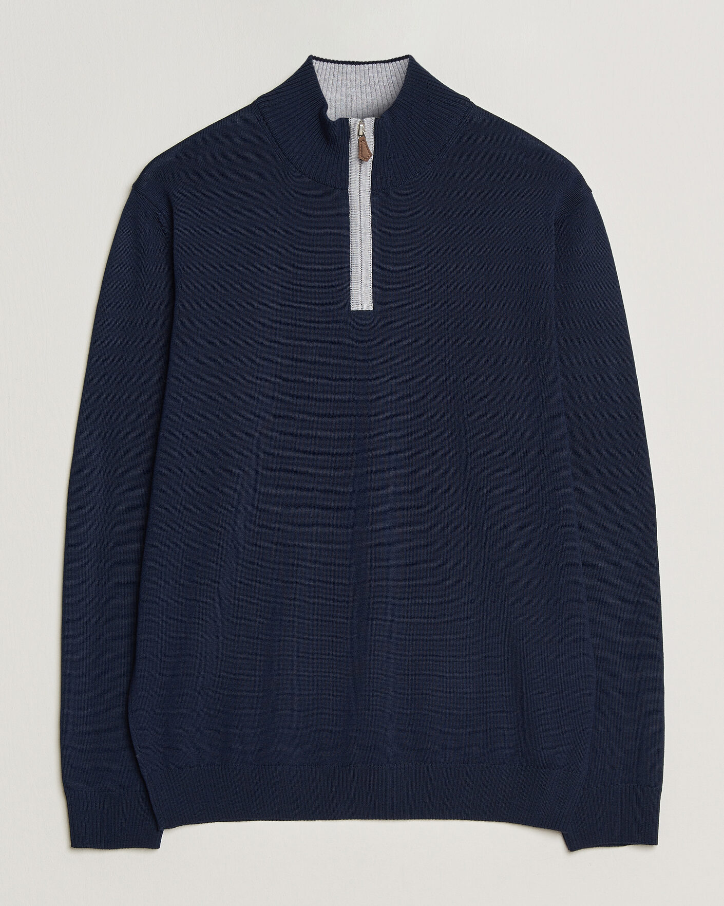 Uomini | Maglieria | Stenströms | Merino Contrast Half-Zip Navy