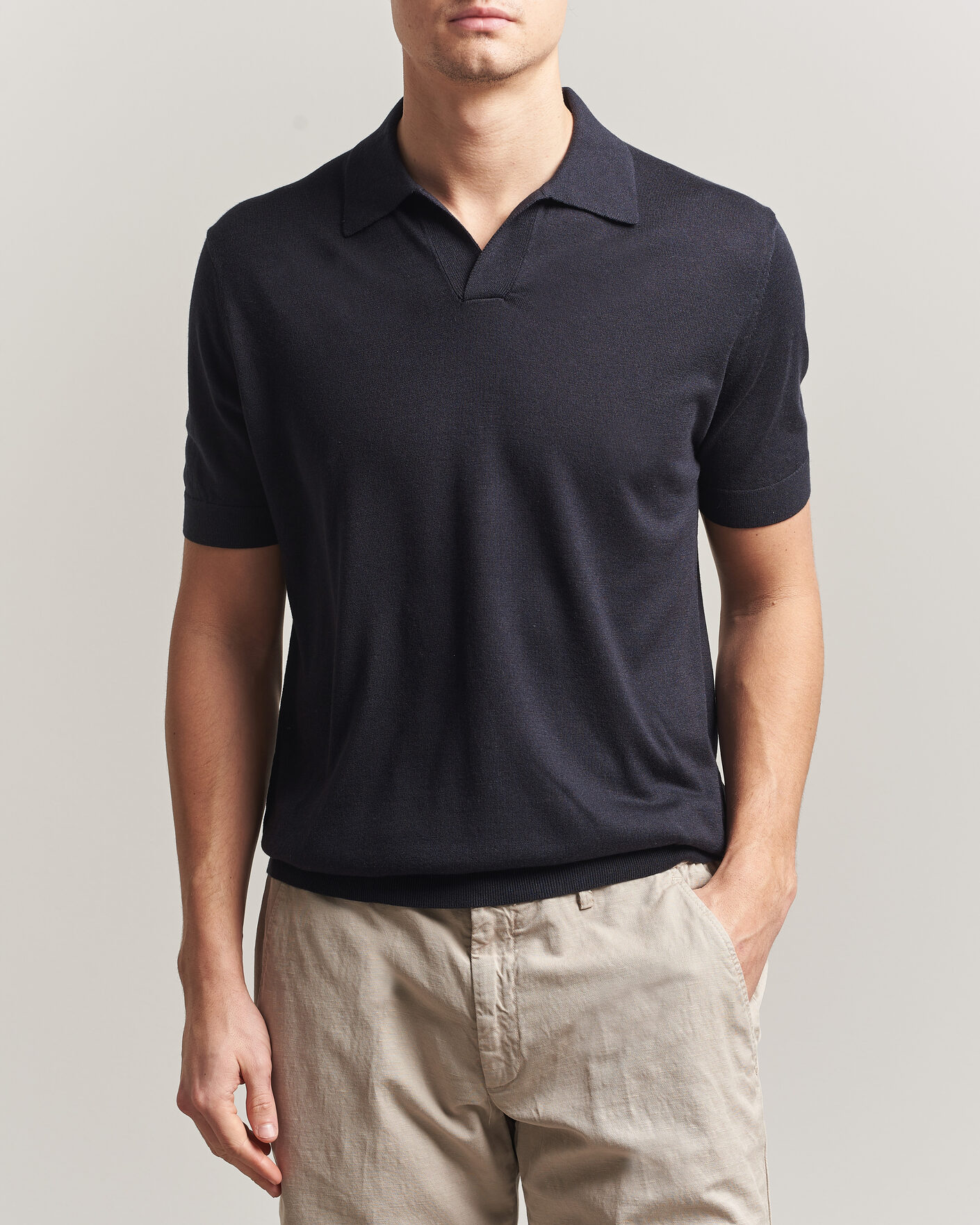 Uomini | Polo | Stenströms | Silk/Cashmere Polo Navy