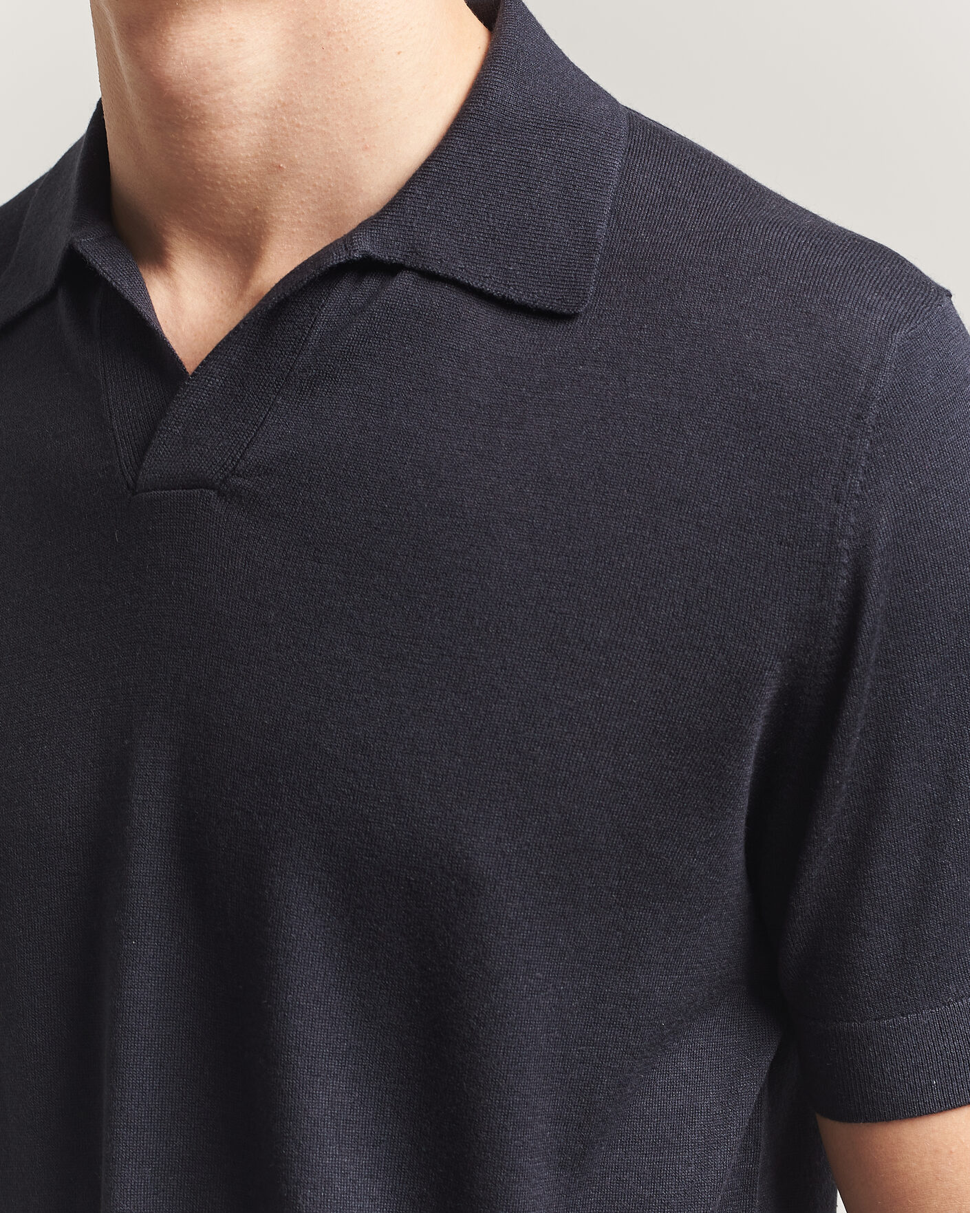 Uomini | Polo | Stenströms | Silk/Cashmere Polo Navy