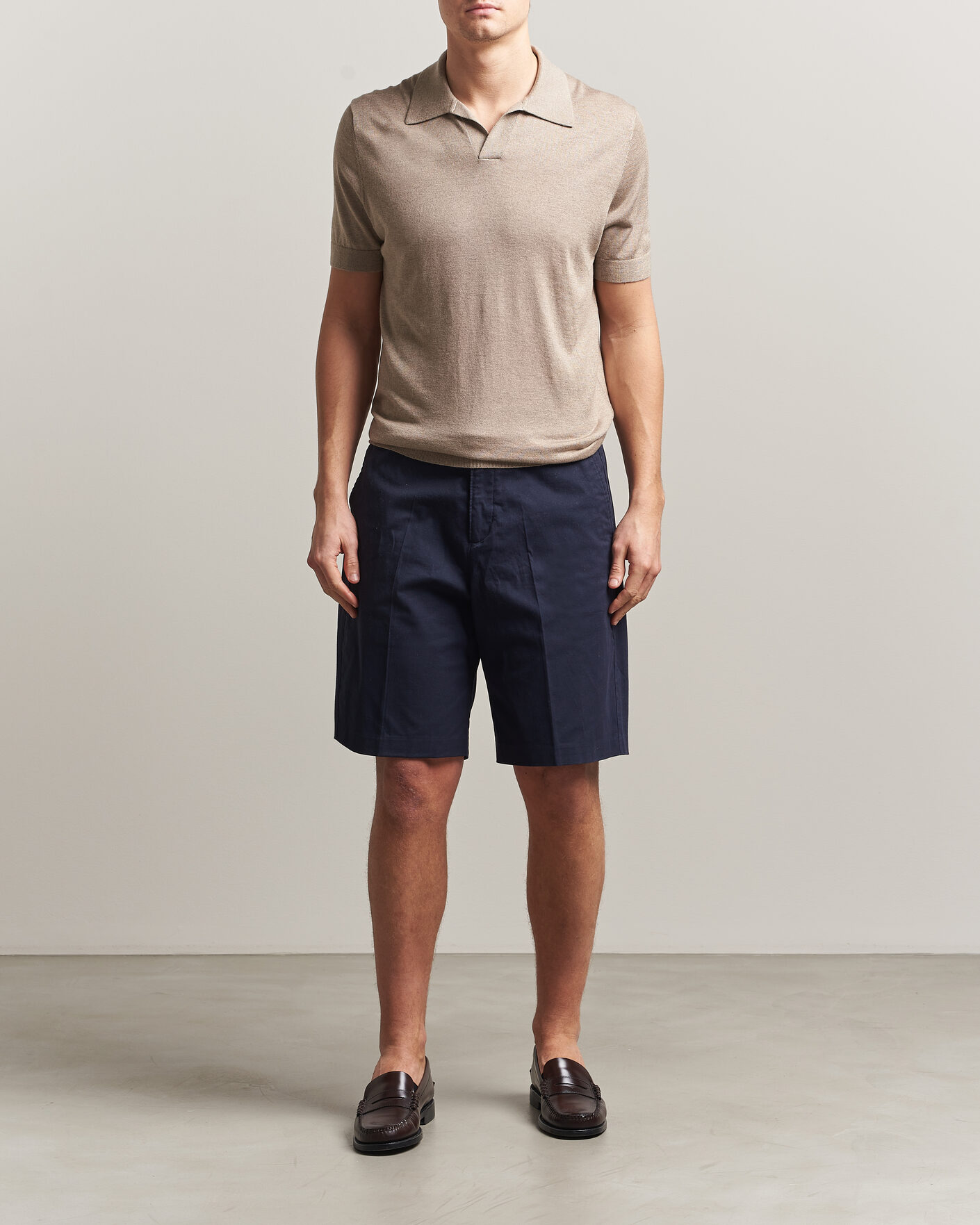 Uomini | Polo | Stenströms | Silk/Cashmere Polo Taupe