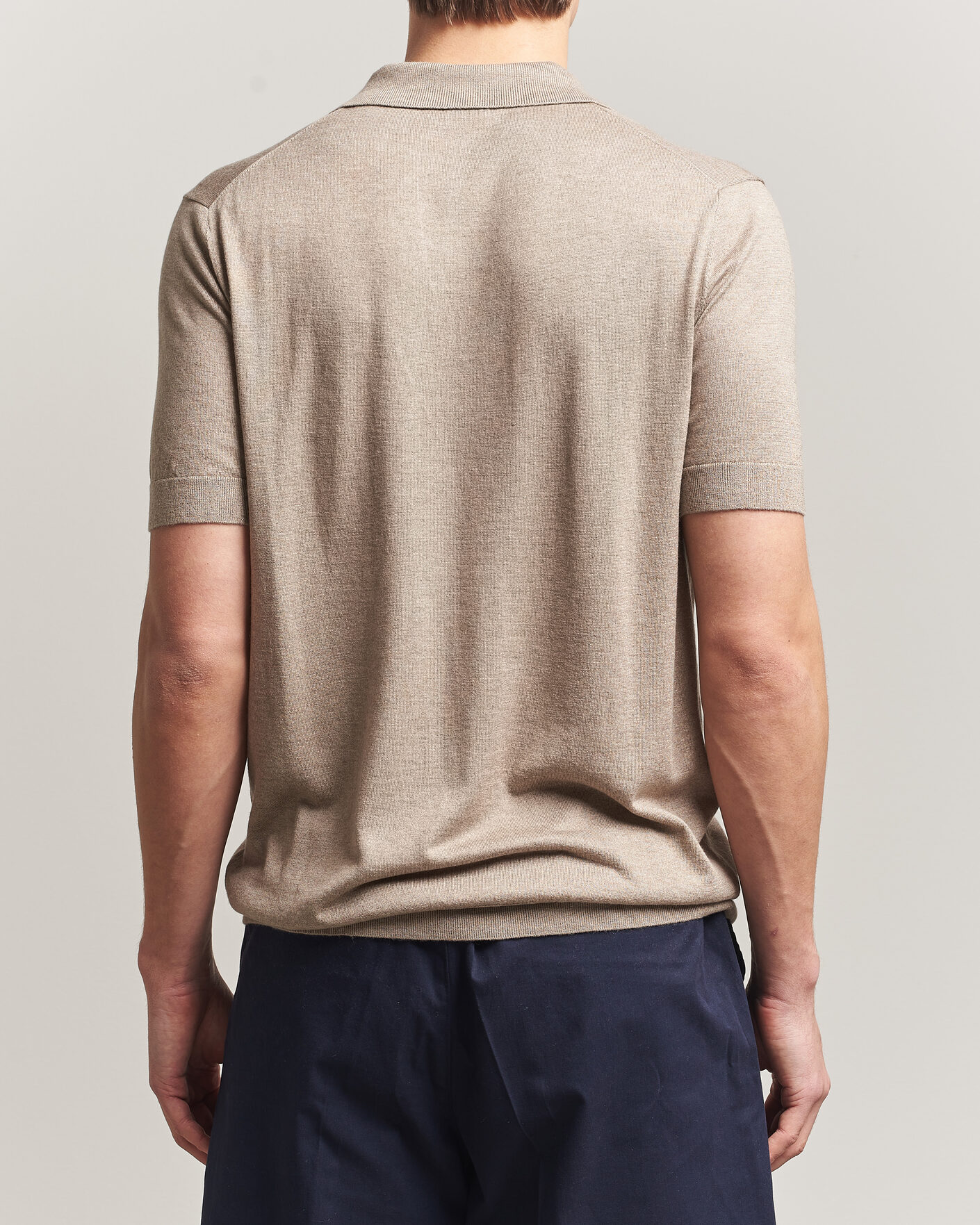 Uomini | Polo | Stenströms | Silk/Cashmere Polo Taupe