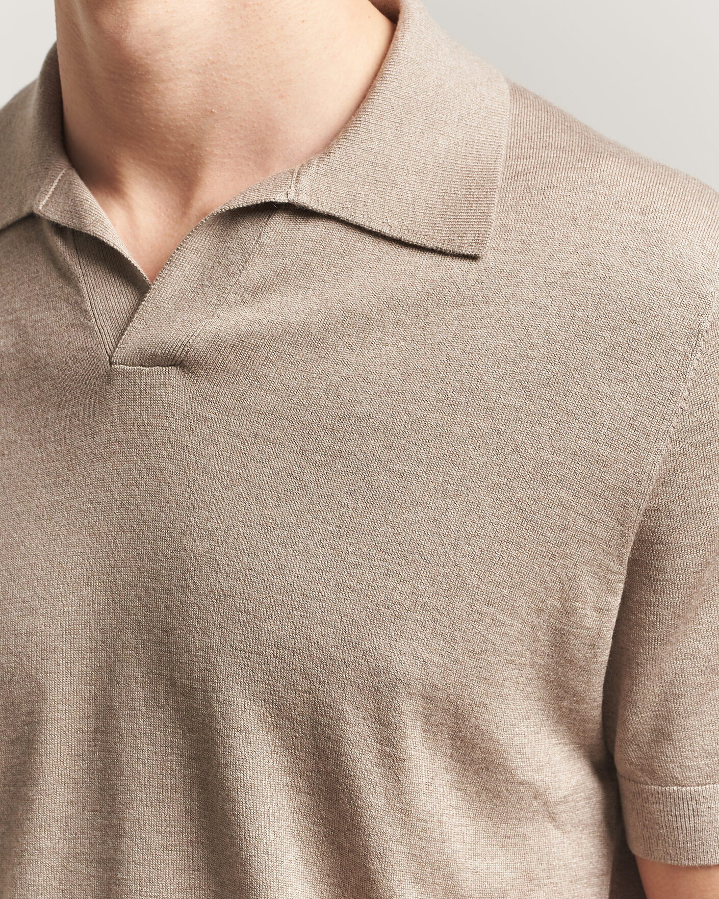 Uomini | Polo | Stenströms | Silk/Cashmere Polo Taupe