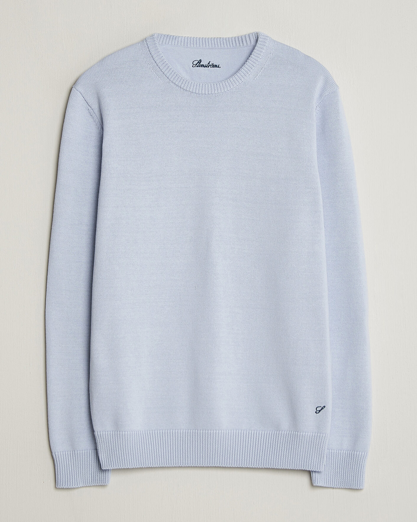 Uomini | Maglieria | Stenströms | Organic Cotton Knitted Sweater Light Blue