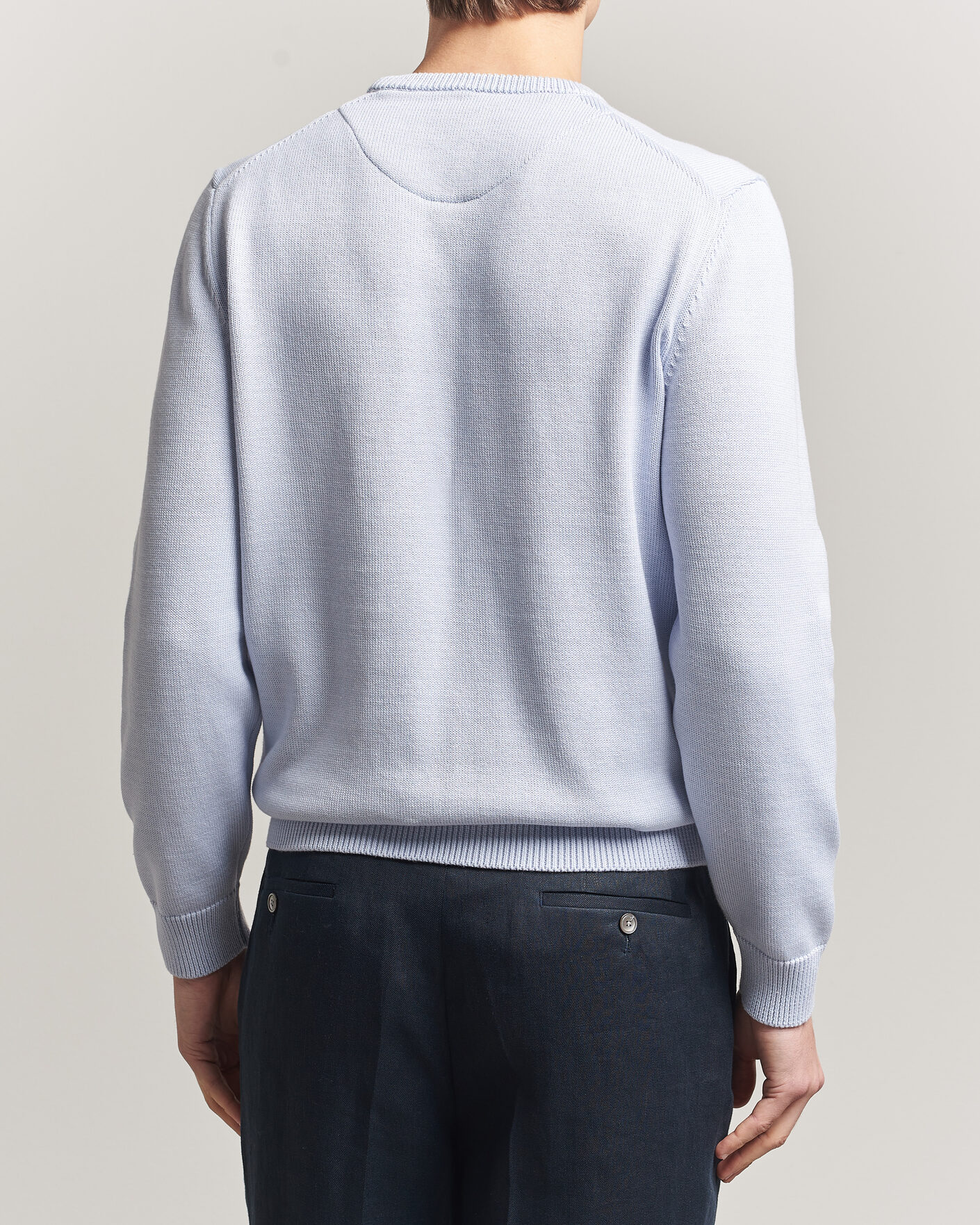 Uomini | Maglieria | Stenströms | Organic Cotton Knitted Sweater Light Blue