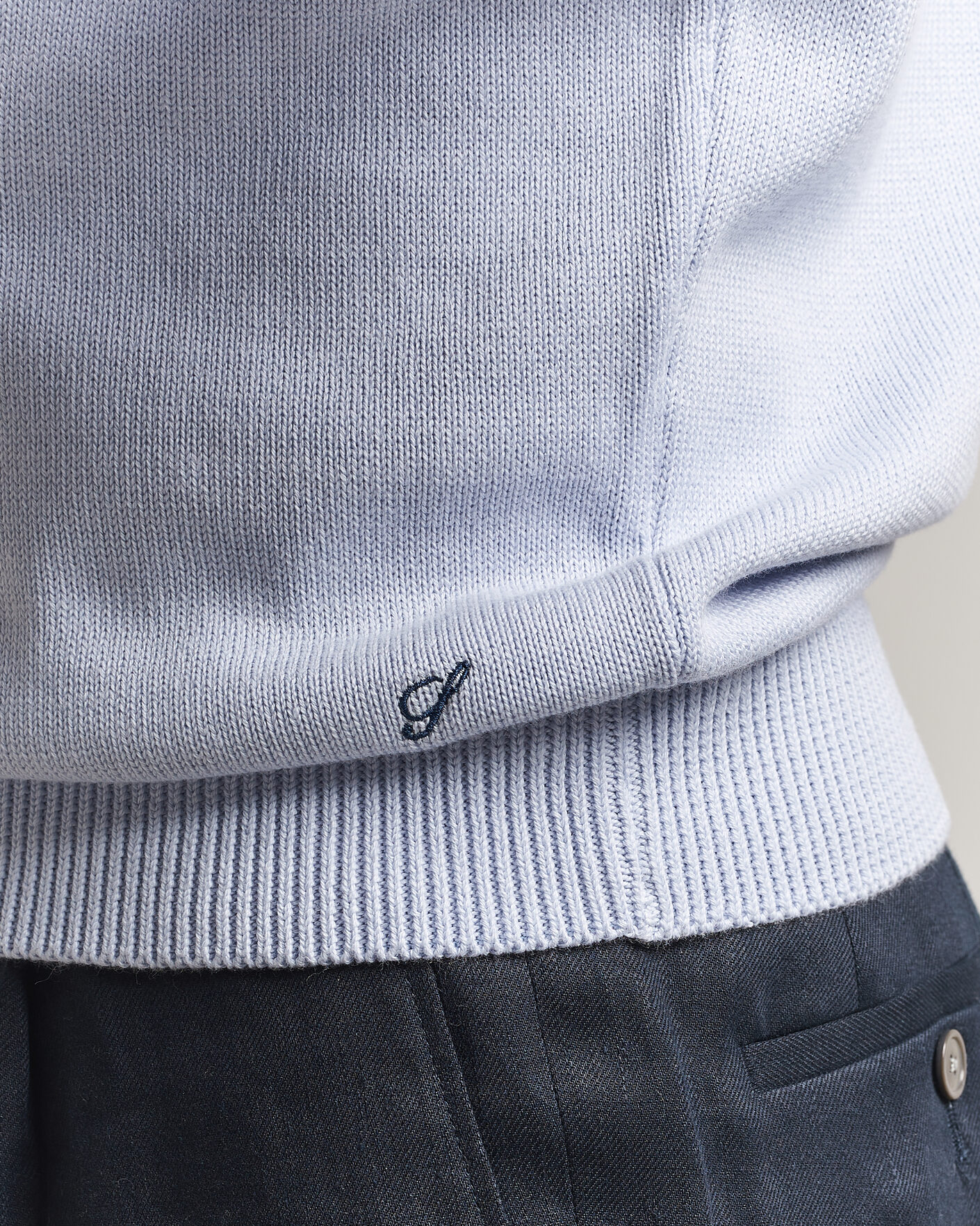 Uomini | Maglieria | Stenströms | Organic Cotton Knitted Sweater Light Blue
