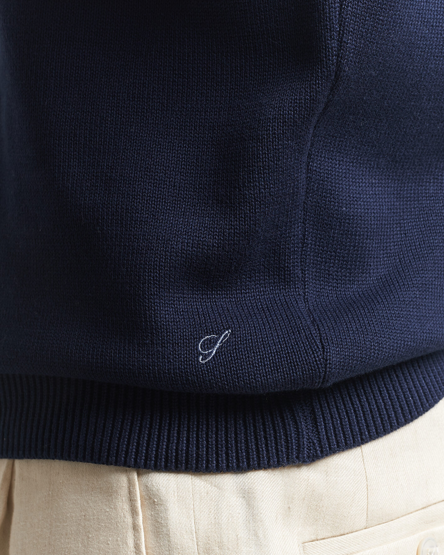 Uomini | Maglieria | Stenströms | Organic Cotton Knitted Sweater Navy