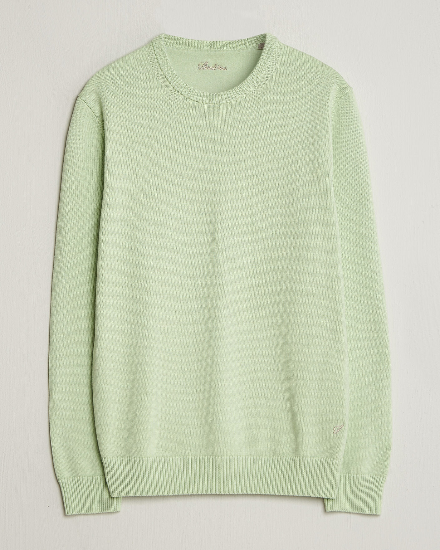 Uomini | Maglieria | Stenströms | Organic Cotton Knitted Sweater Light Green