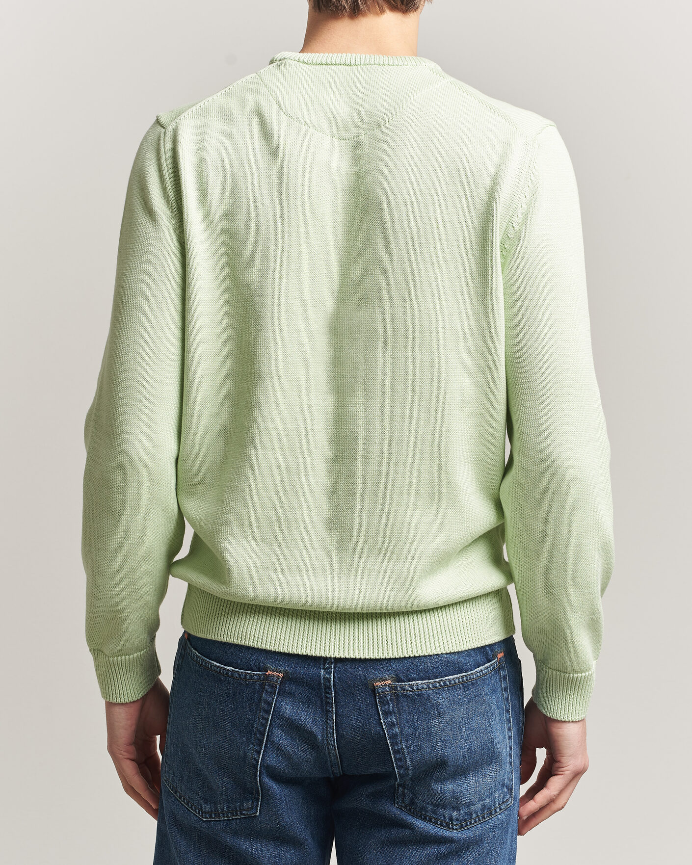 Uomini | Maglieria | Stenströms | Organic Cotton Knitted Sweater Light Green