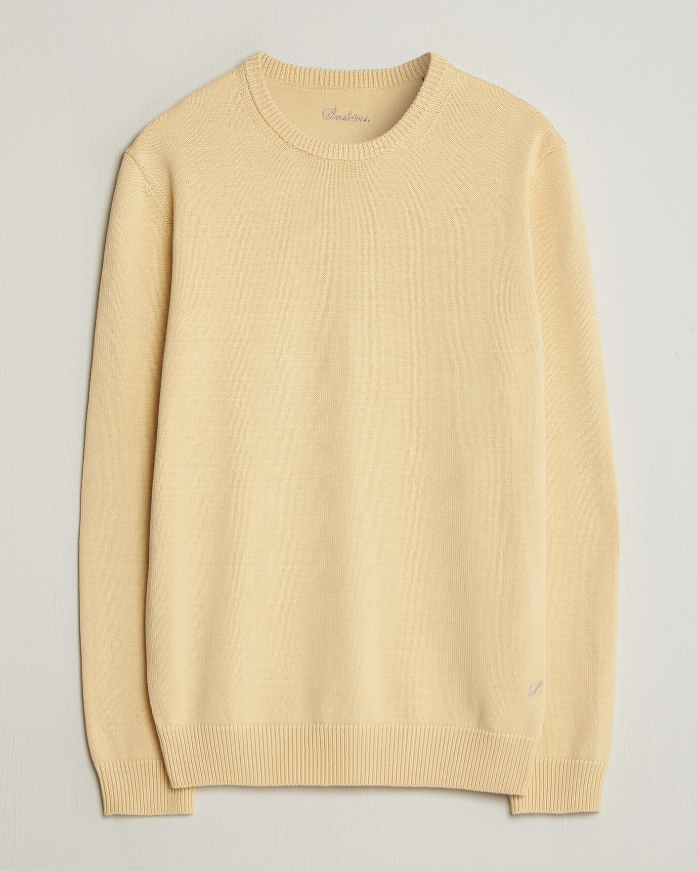 Uomini | Maglieria | Stenströms | Organic Cotton Knitted Sweater Light Yellow