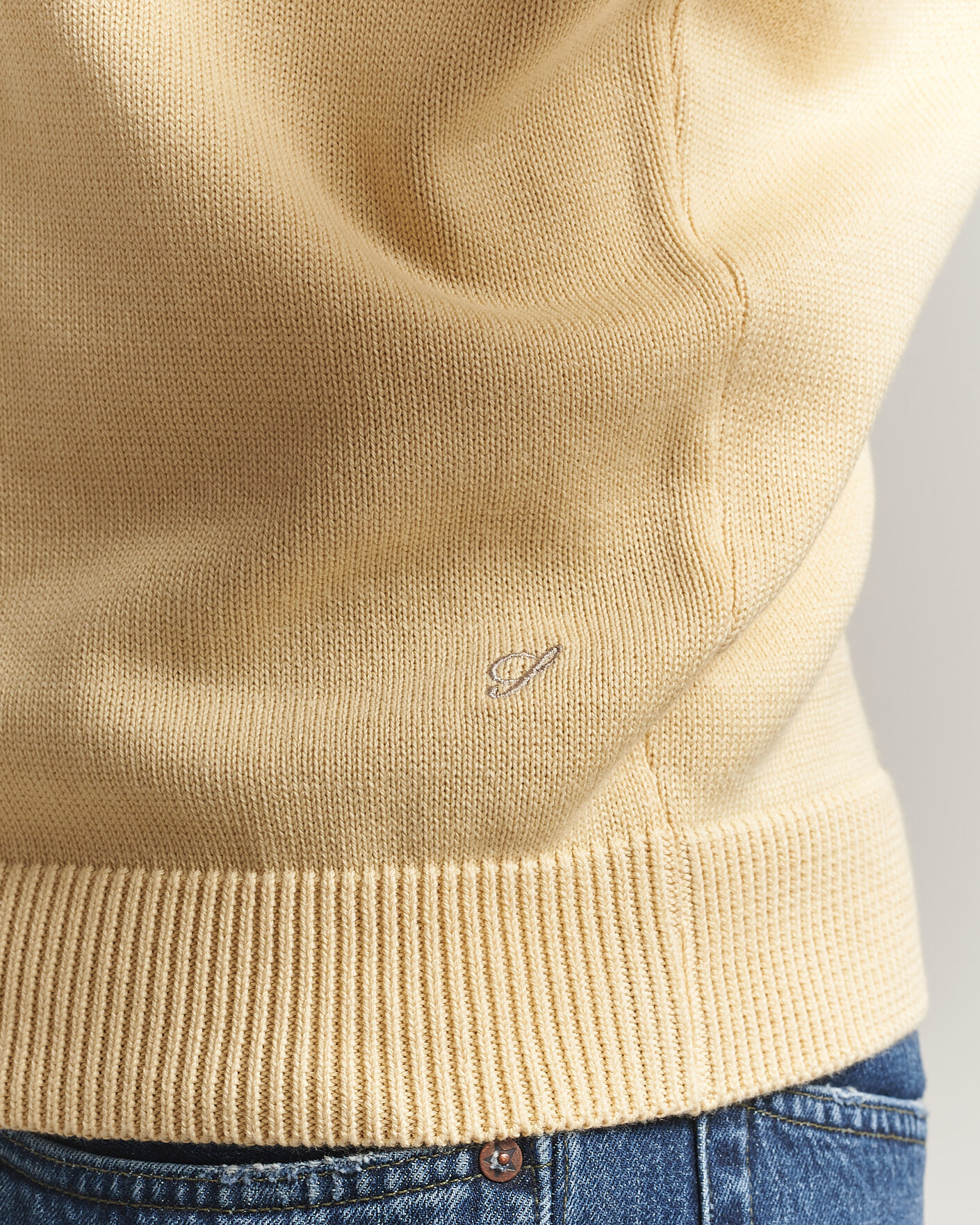 Uomini | Maglieria | Stenströms | Organic Cotton Knitted Sweater Light Yellow