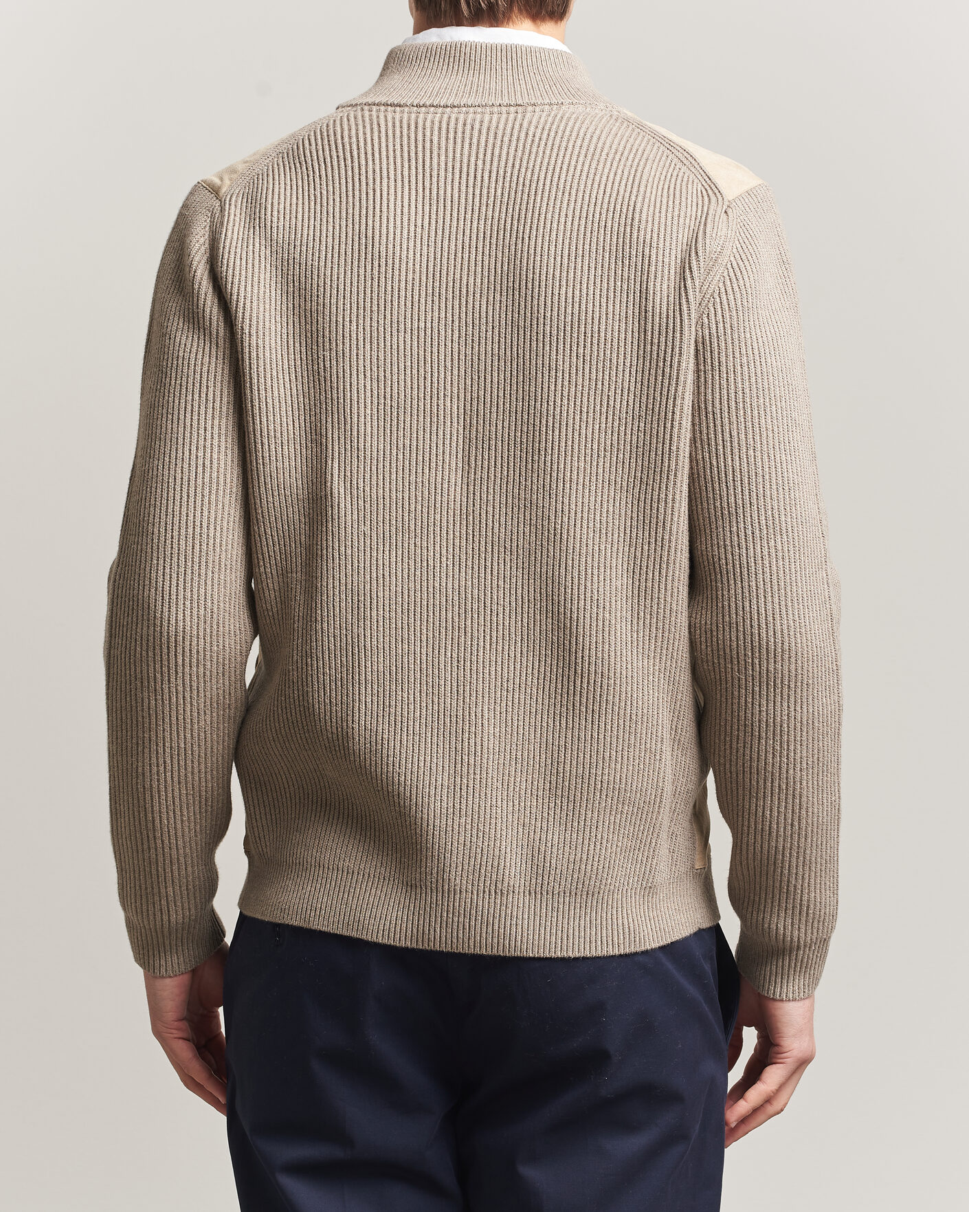 Uomini | Maglieria | Stenströms | Knitted Hybrid Buttoned Alcantara Cardigan Taupe
