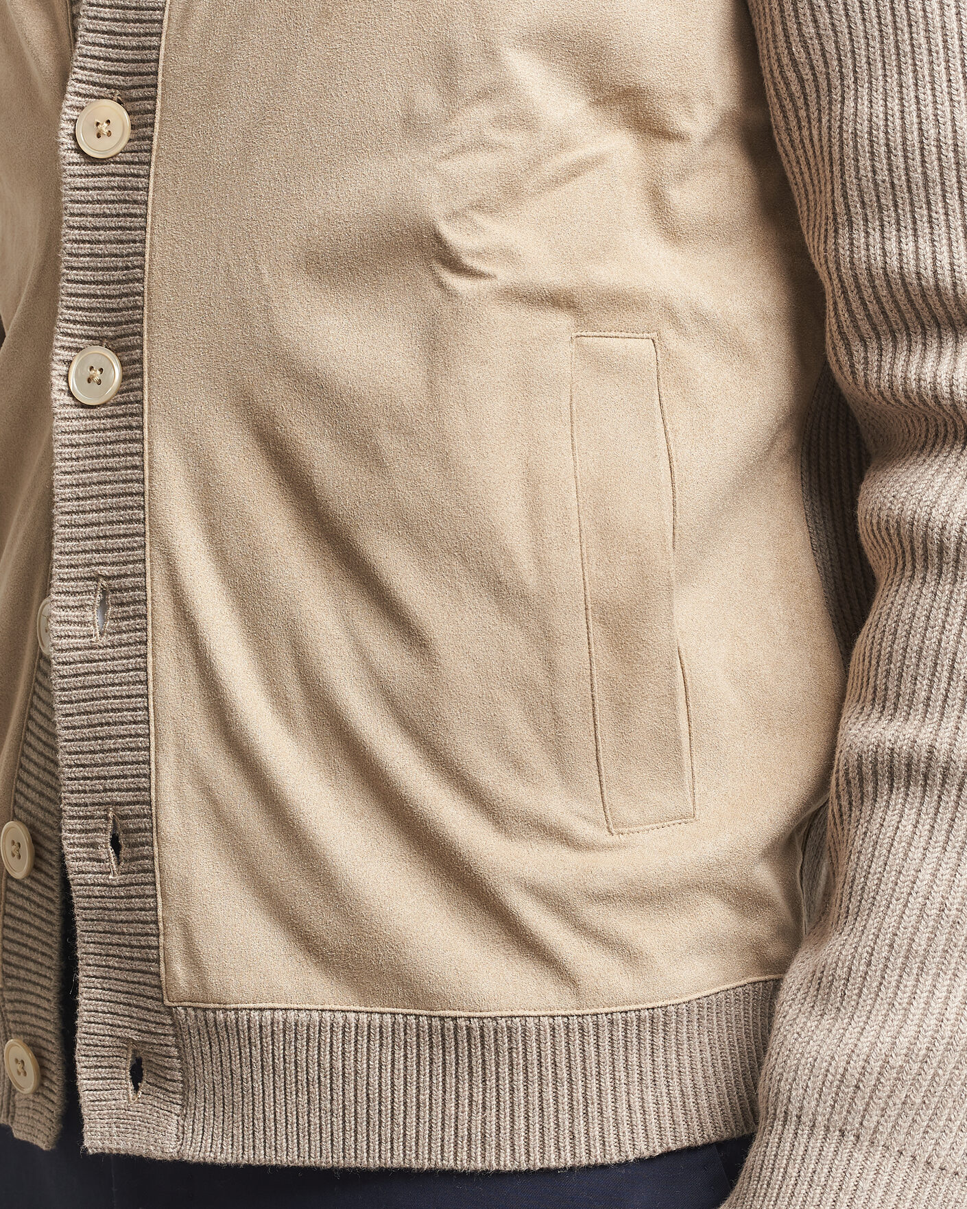 Uomini | Maglieria | Stenströms | Knitted Hybrid Buttoned Alcantara Cardigan Taupe