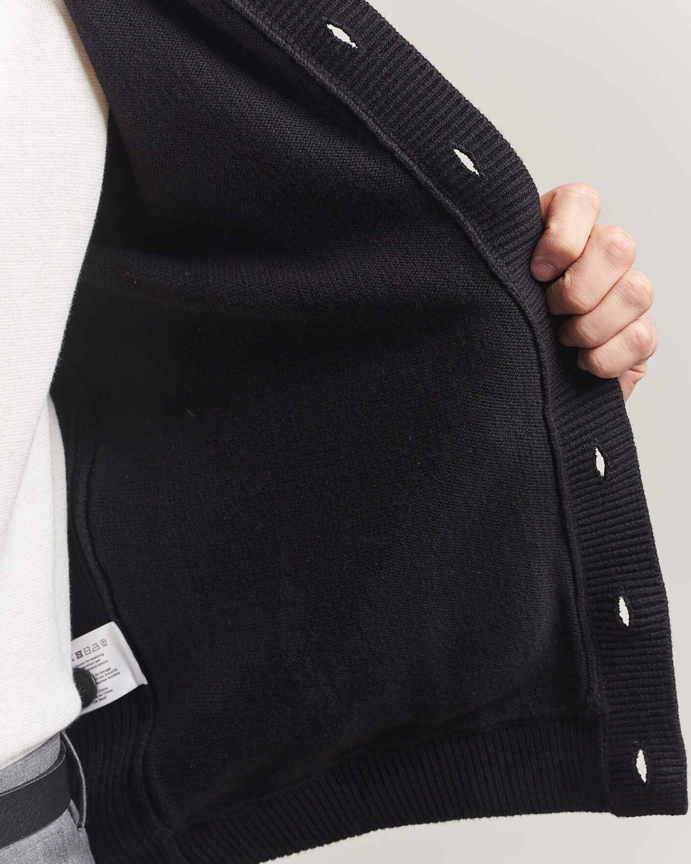 Uomini | Maglieria | Stenströms | Knitted Hybrid Buttoned Alcantara Cardigan Black