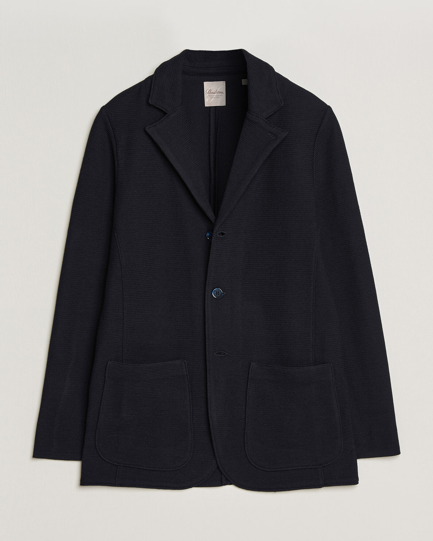 Uomini | Blazers | Stenströms | Milano Knitted Textured Blazer Navy