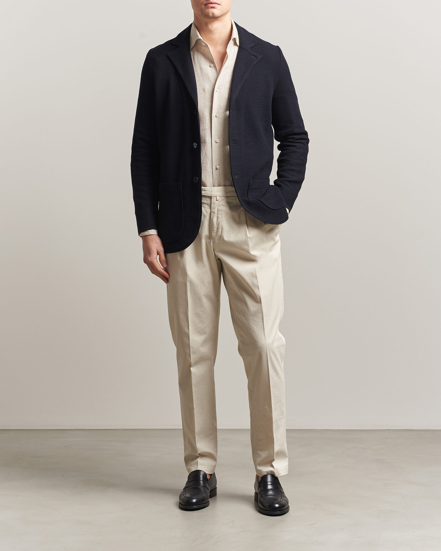 Uomini | Blazers | Stenströms | Milano Knitted Textured Blazer Navy