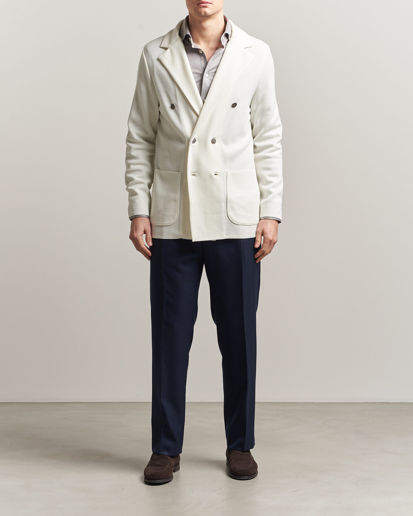 Uomini | Blazers | Stenströms | Milano Knitted DB Textured Blazer White