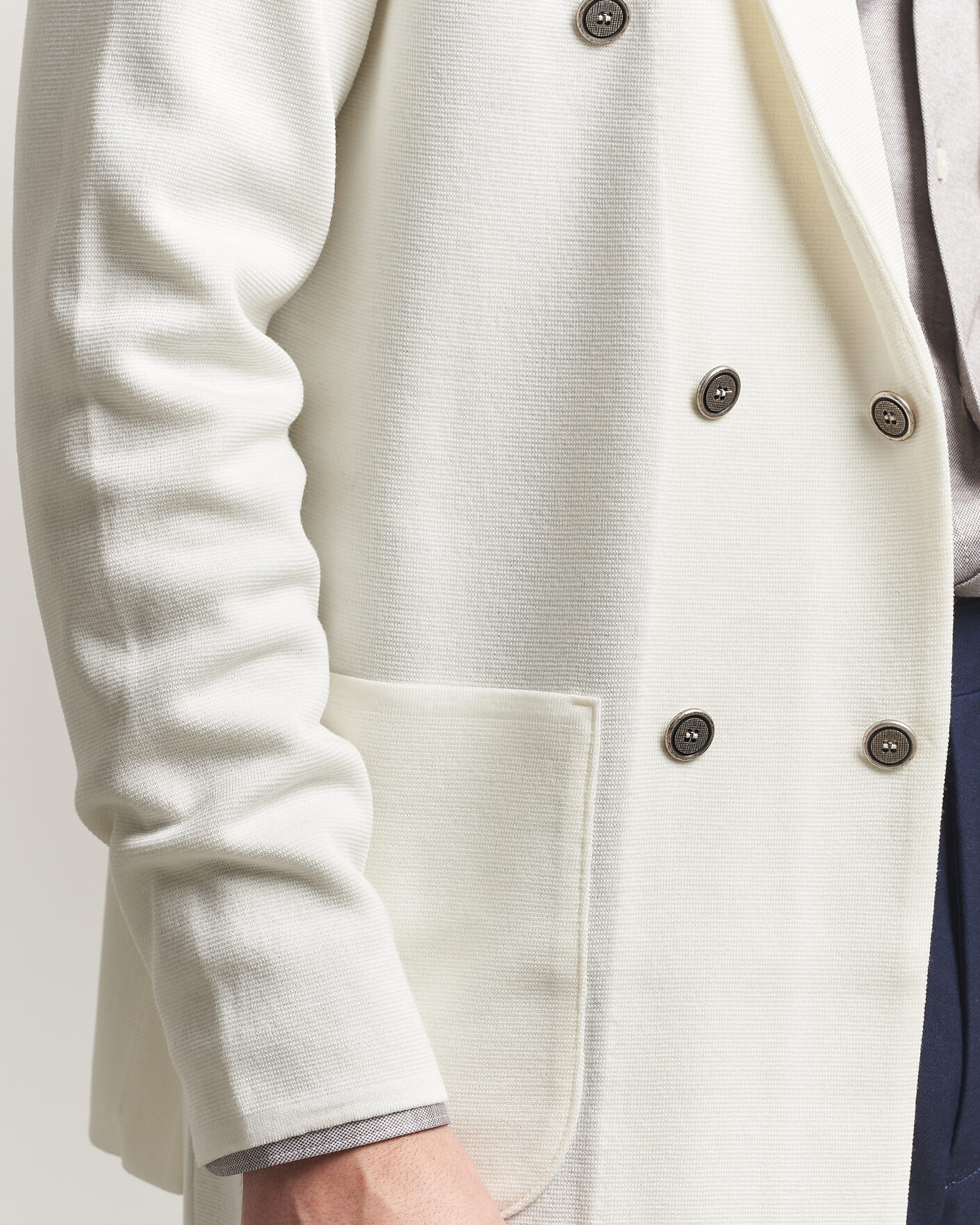 Uomini | Blazers | Stenströms | Milano Knitted DB Textured Blazer White
