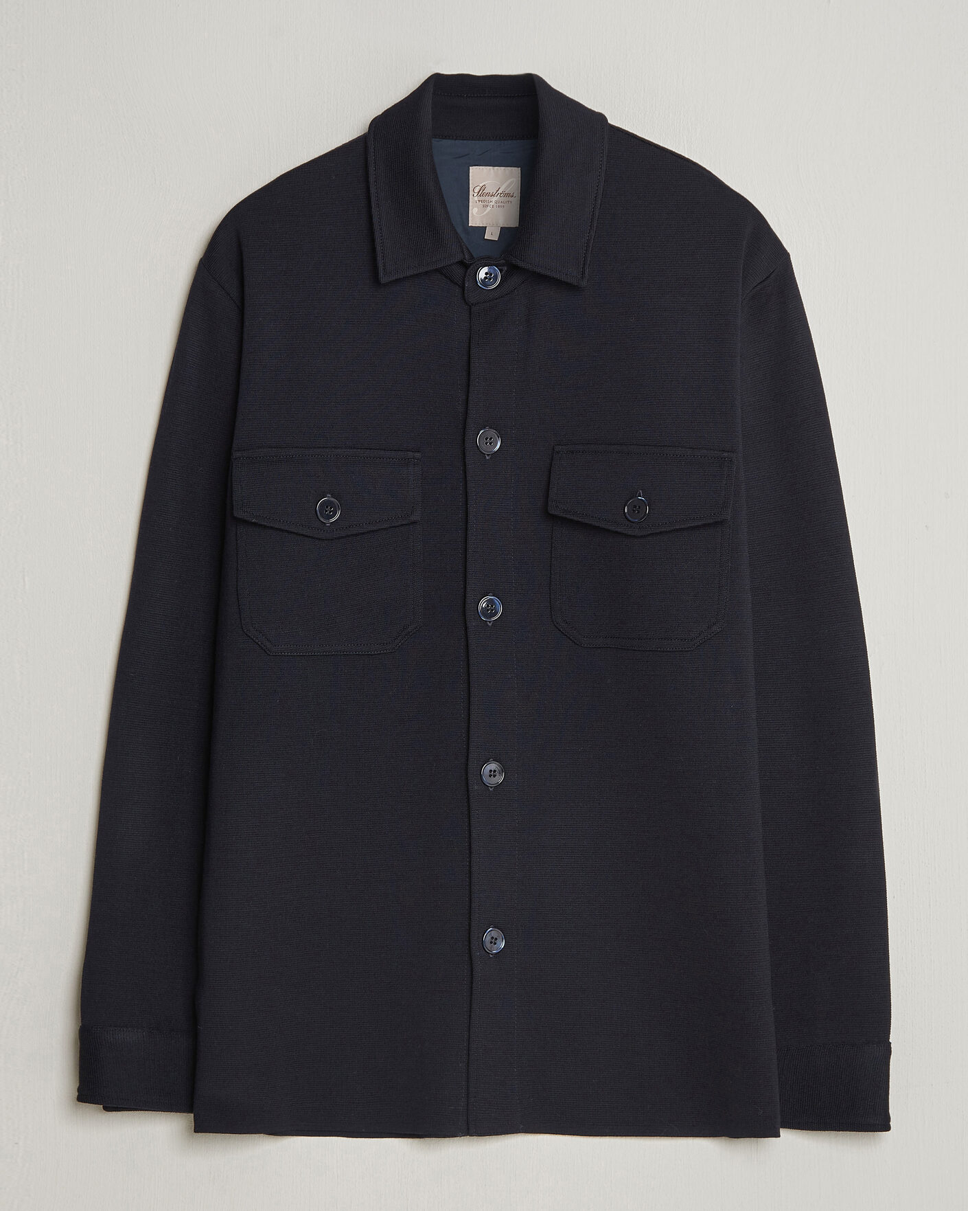 Uomini | Maglieria | Stenströms | Milano Knitted Merino Overshirt Navy