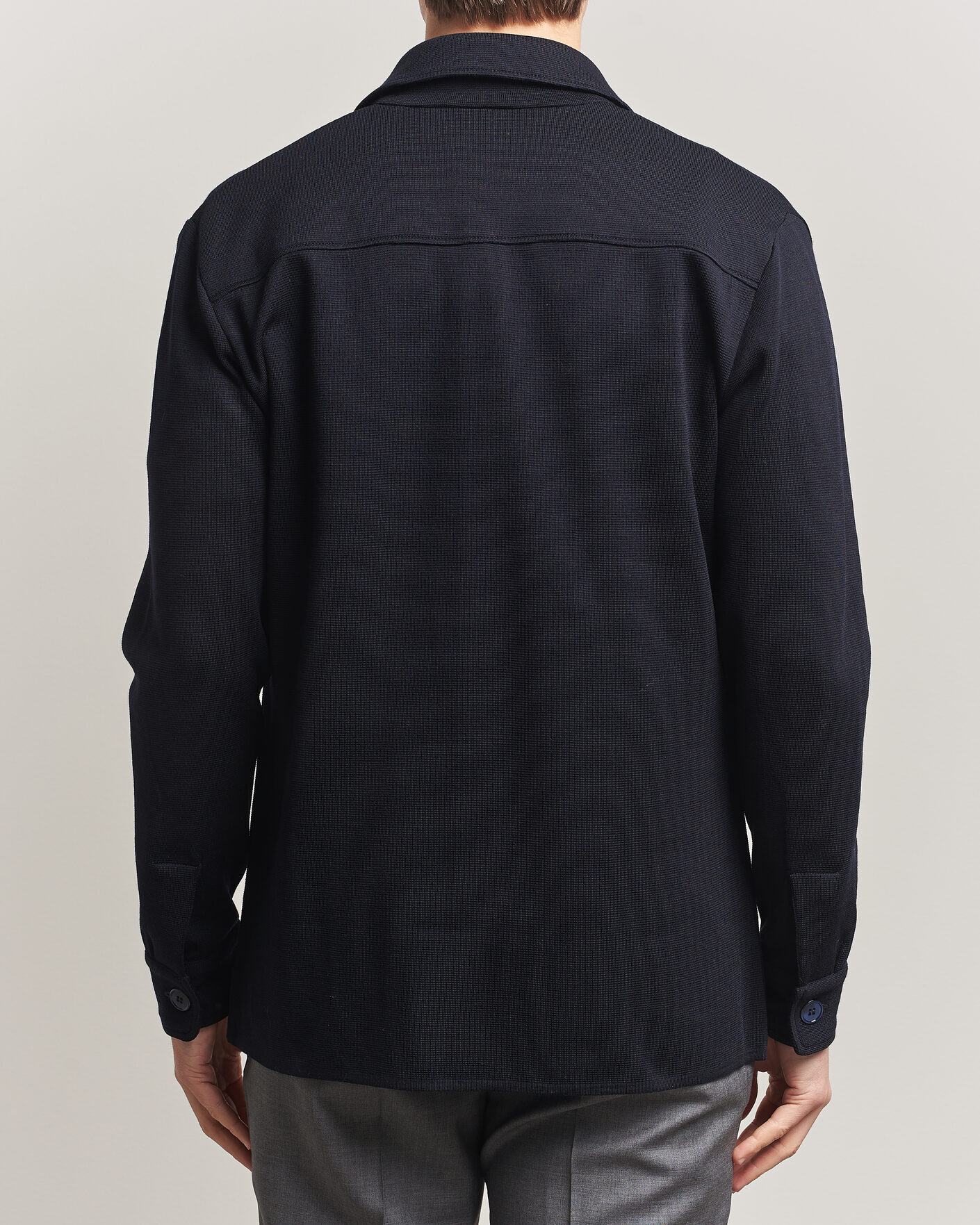 Uomini | Maglieria | Stenströms | Milano Knitted Merino Overshirt Navy
