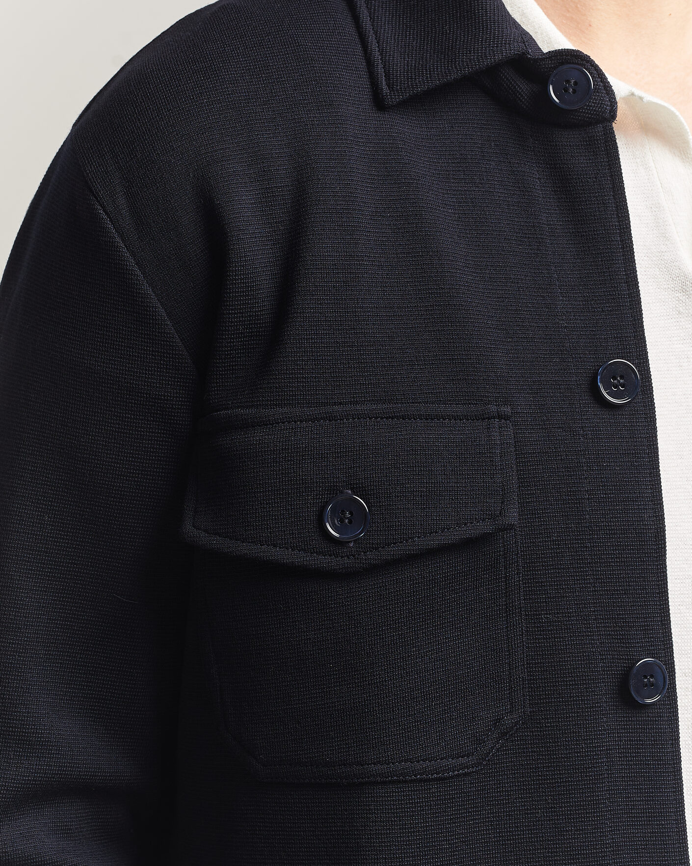 Uomini | Maglieria | Stenströms | Milano Knitted Merino Overshirt Navy