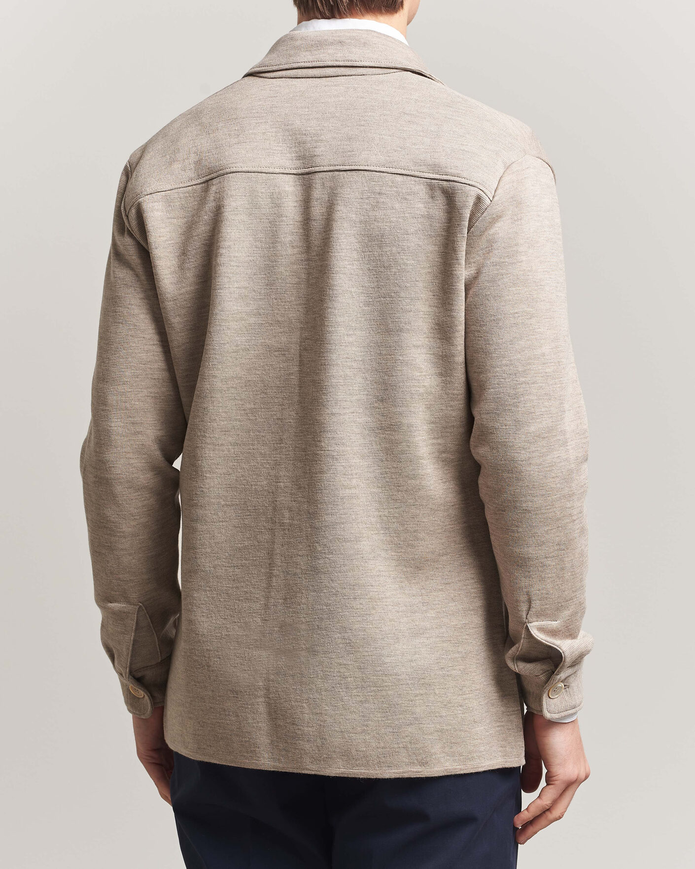 Uomini | Maglieria | Stenströms | Milano Knitted Merino Overshirt Beige