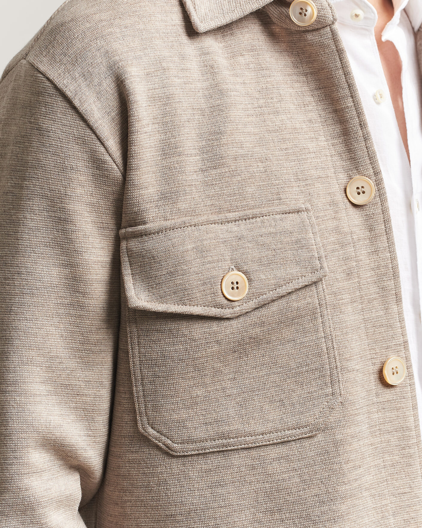 Uomini | Maglieria | Stenströms | Milano Knitted Merino Overshirt Beige