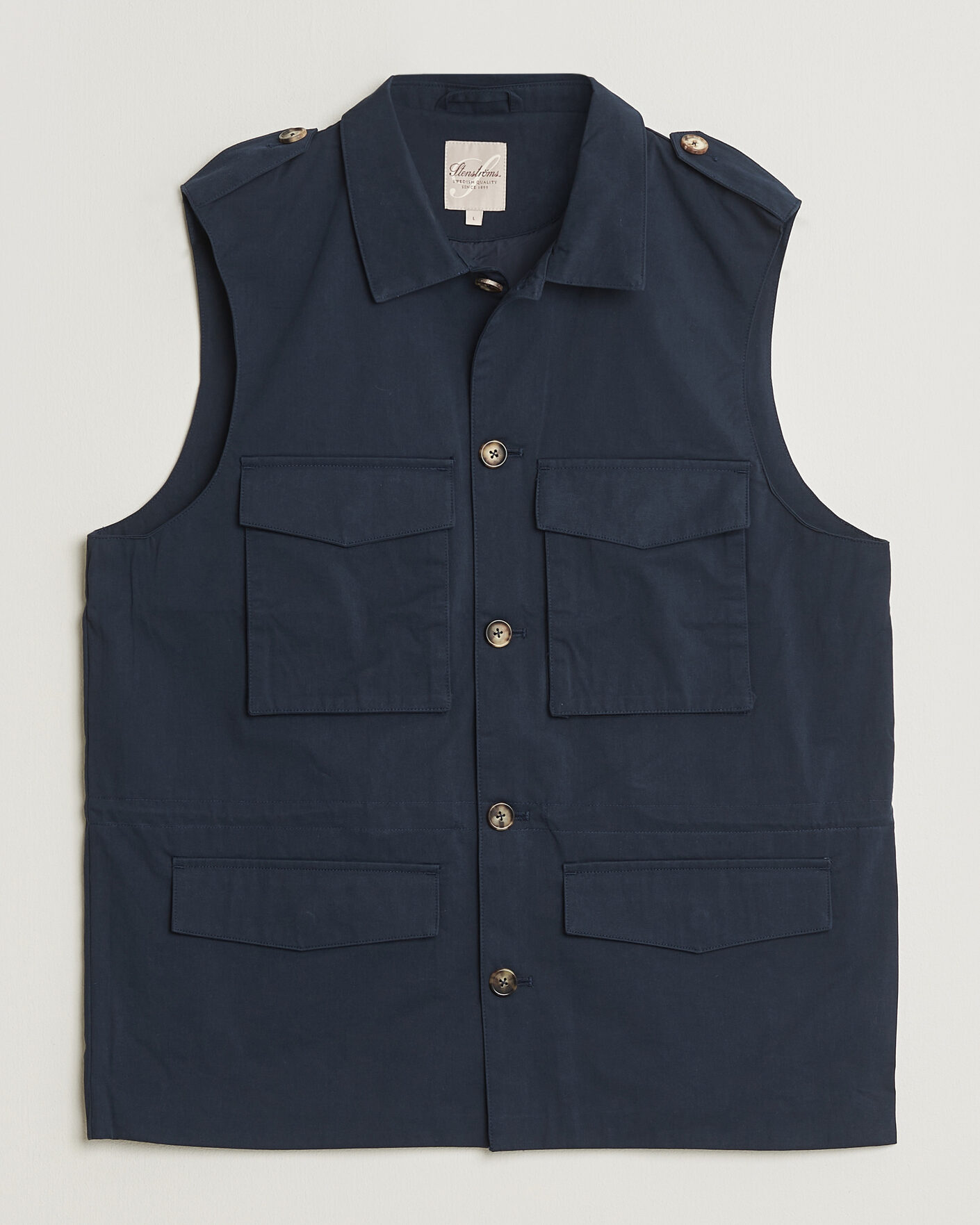 Uomini | Gilet | Stenströms | Cotton  Twill Vest Navy