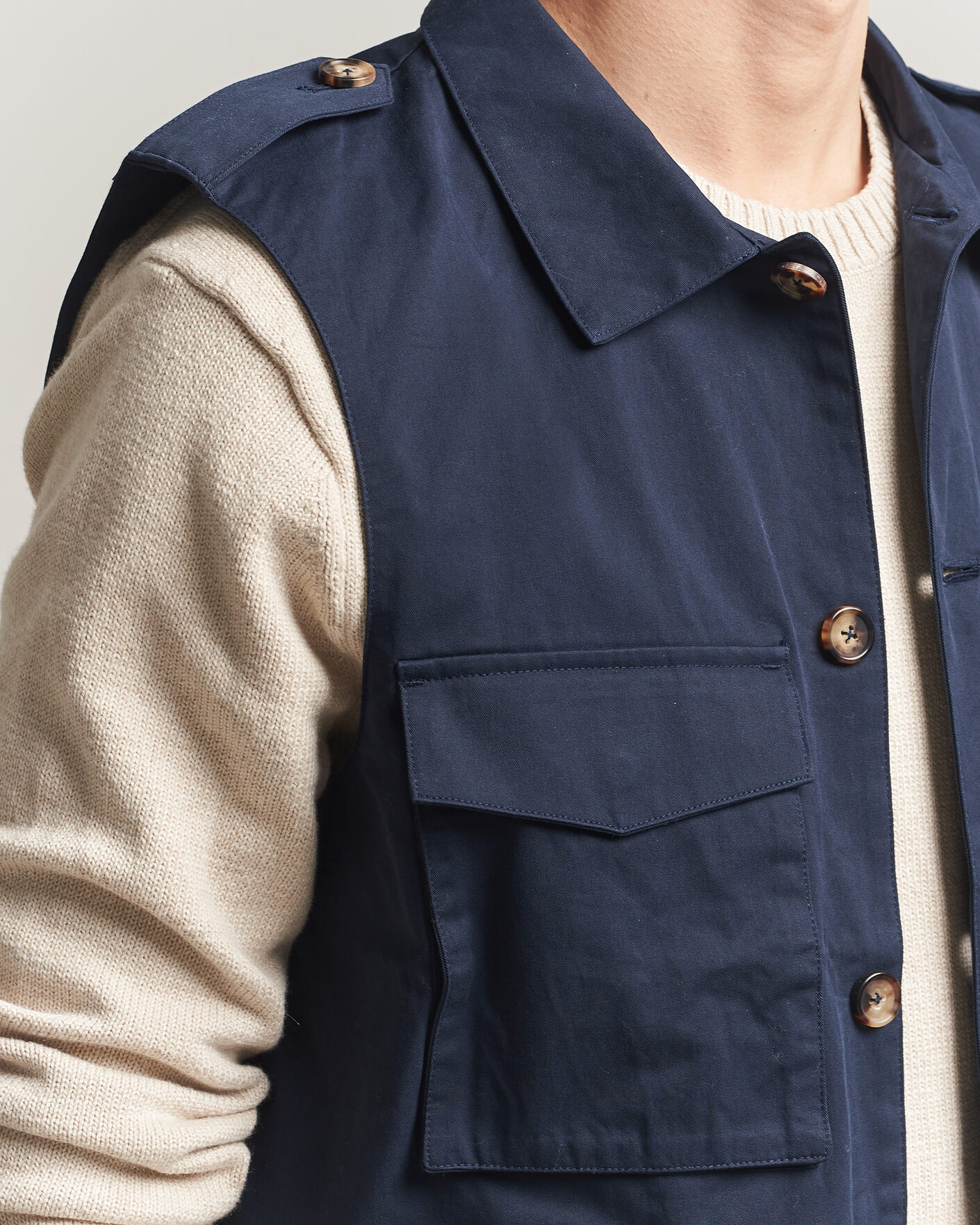 Uomini | Gilet | Stenströms | Cotton Twill Vest Navy