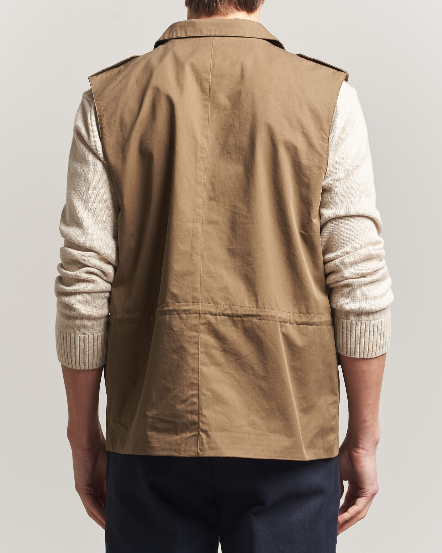 Uomini | Gilet | Stenströms | Cotton Twill Vest Olive