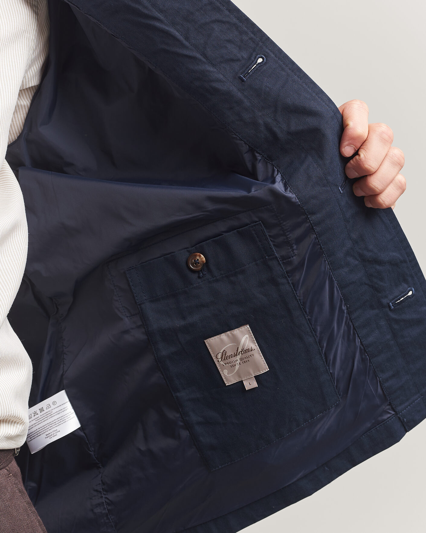 Uomini | Giacche | Stenströms | Cotton Twill Overshirt Navy