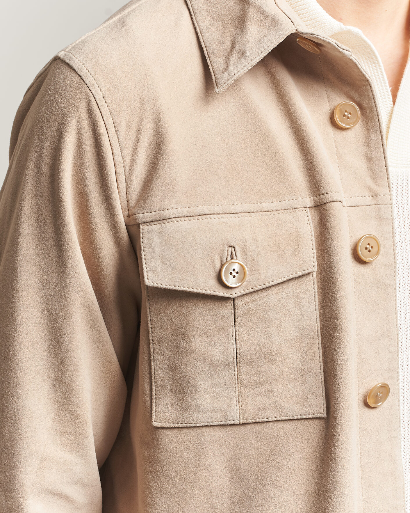 Uomini | Giacche | Stenströms | Suede Pocket Overshirt Beige