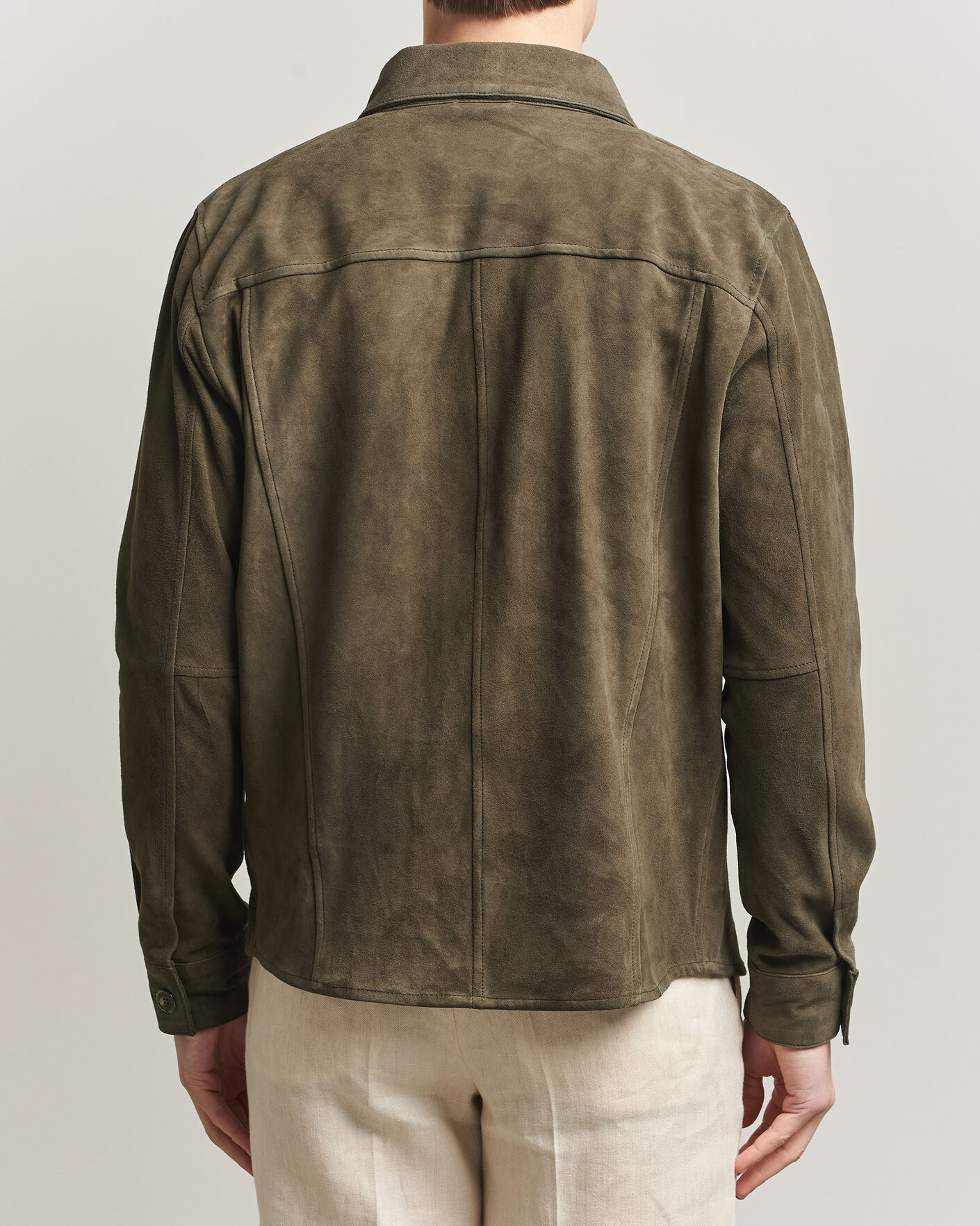 Uomini | Giacche | Stenströms | Suede Pocket Overshirt Olive