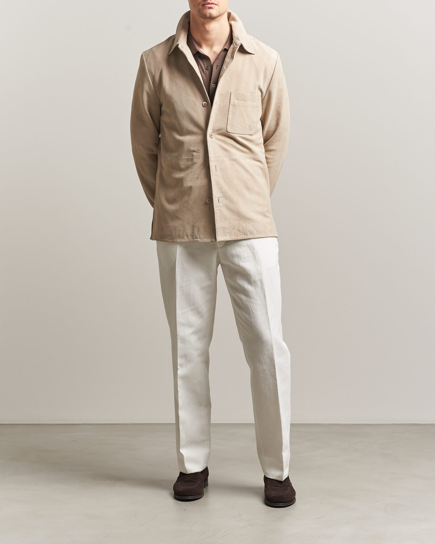 Uomini | Giacche | Stenströms | Suede Overshirt Beige