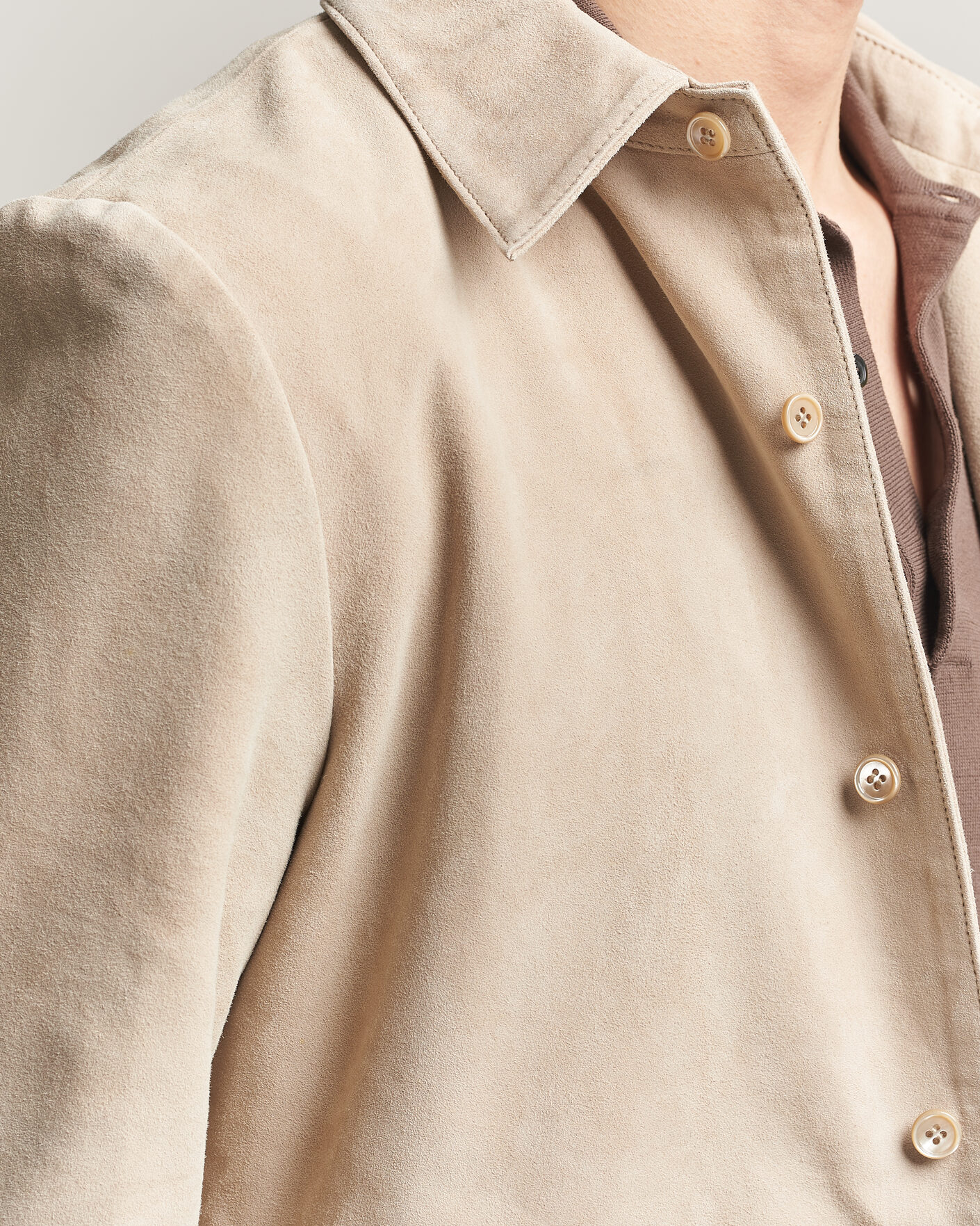 Uomini | Giacche | Stenströms | Suede Overshirt Beige