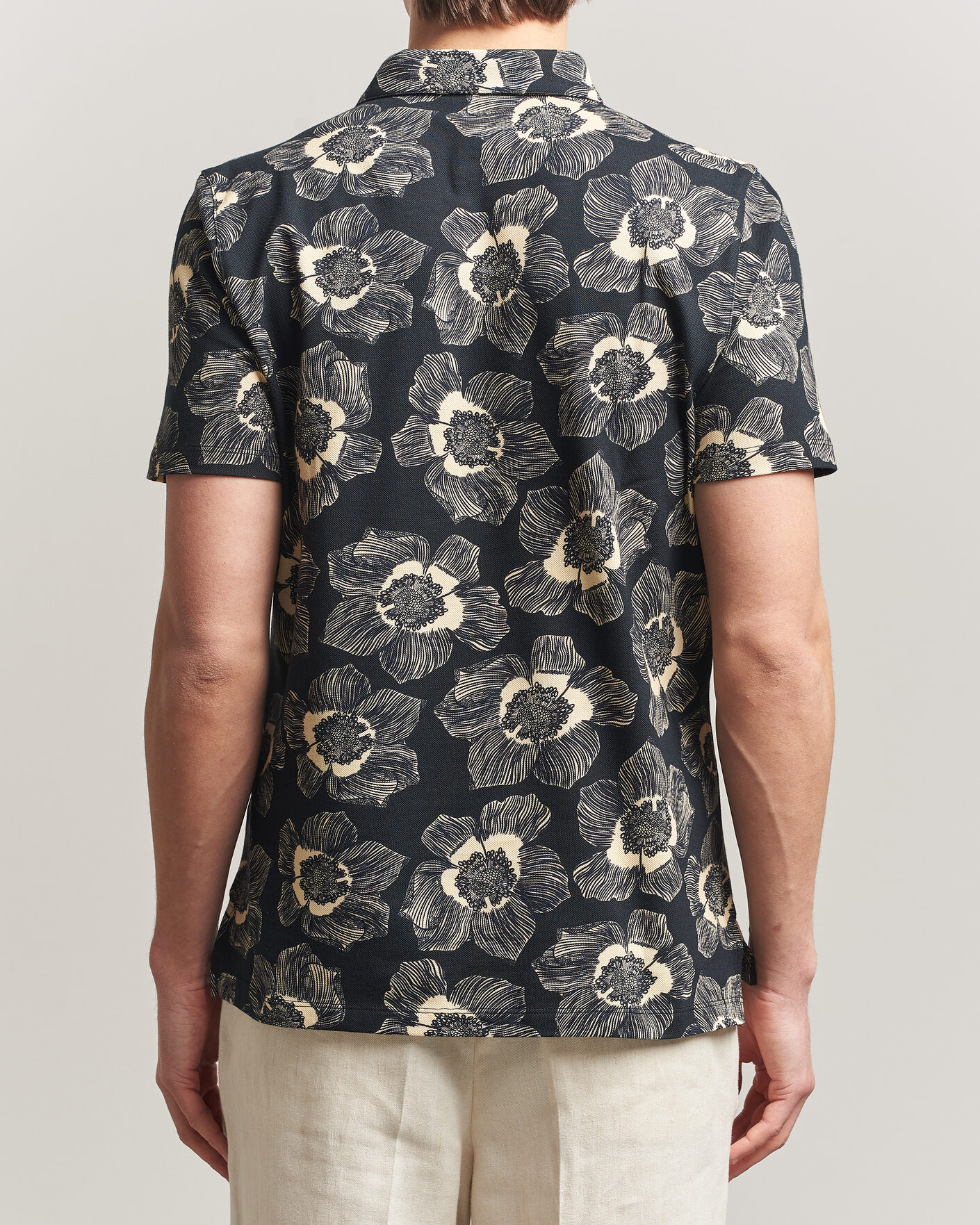 Uomini | Polo | Stenströms | Printed Cotton Polo Black