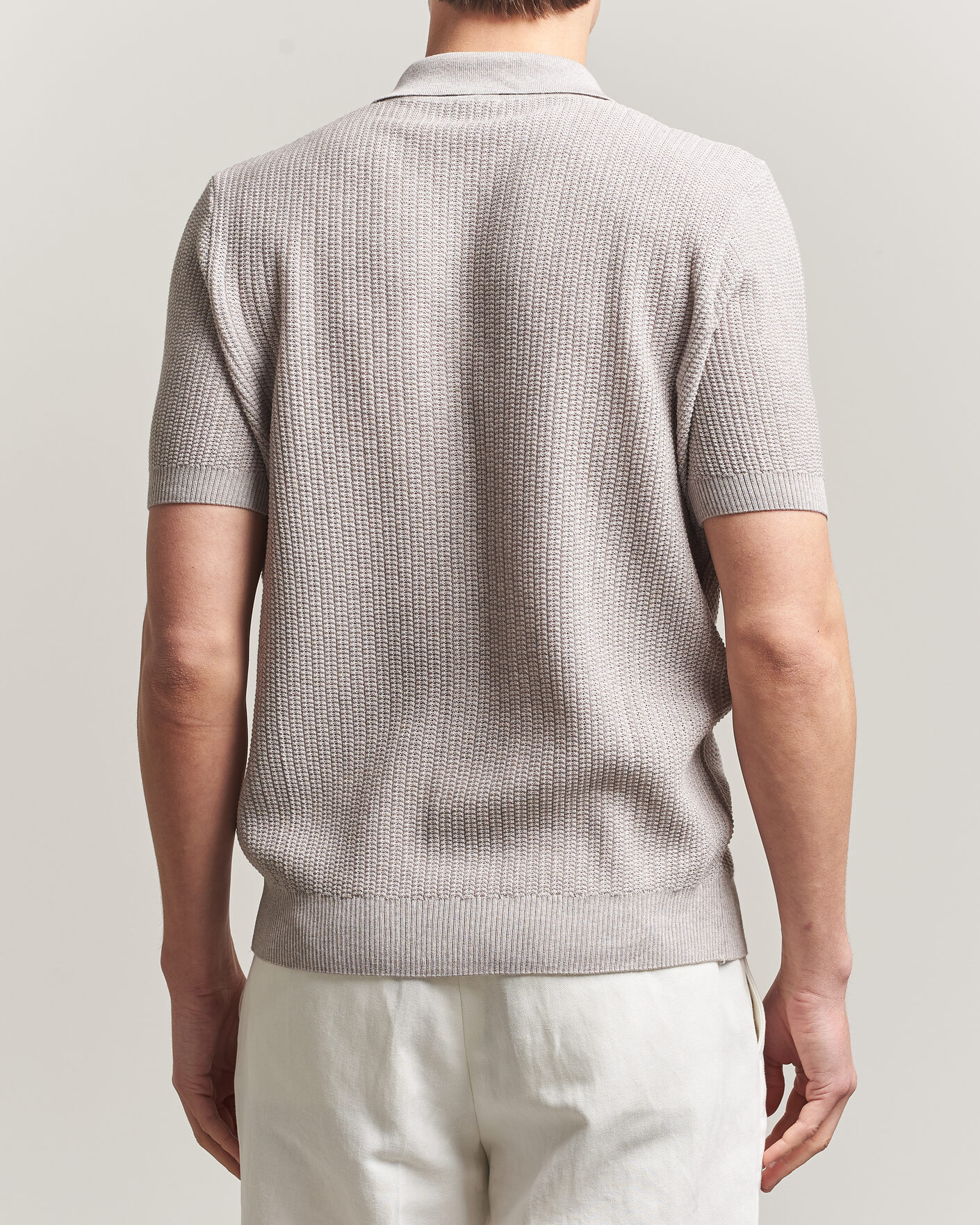 Uomini | Polo | Stenströms | Knitted Buttonthru Merino Polo Shirt Grey