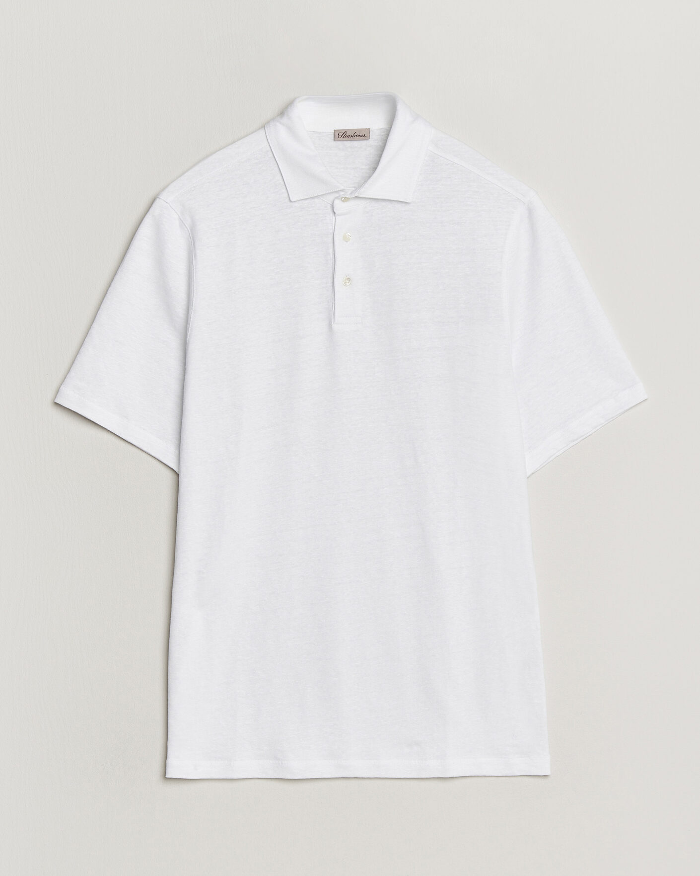 Uomini | Polo | Stenströms | Linen Polo Shirt White
