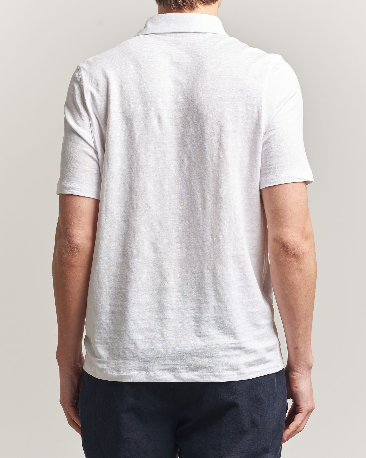 Uomini | Polo | Stenströms | Linen Polo Shirt White