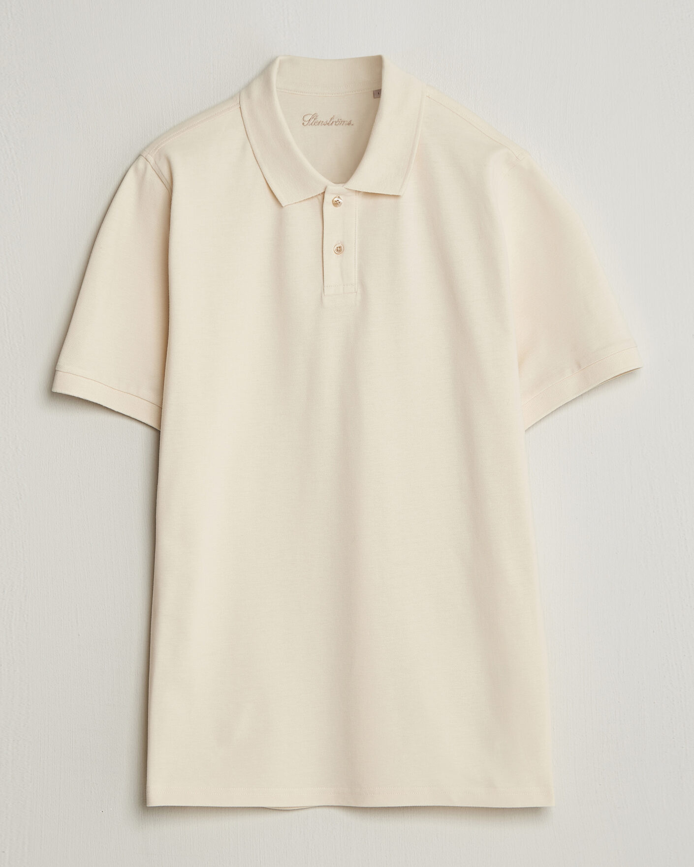 Uomini | Polo | Stenströms | Organic Cotton Piquet Polo Shirt Beige