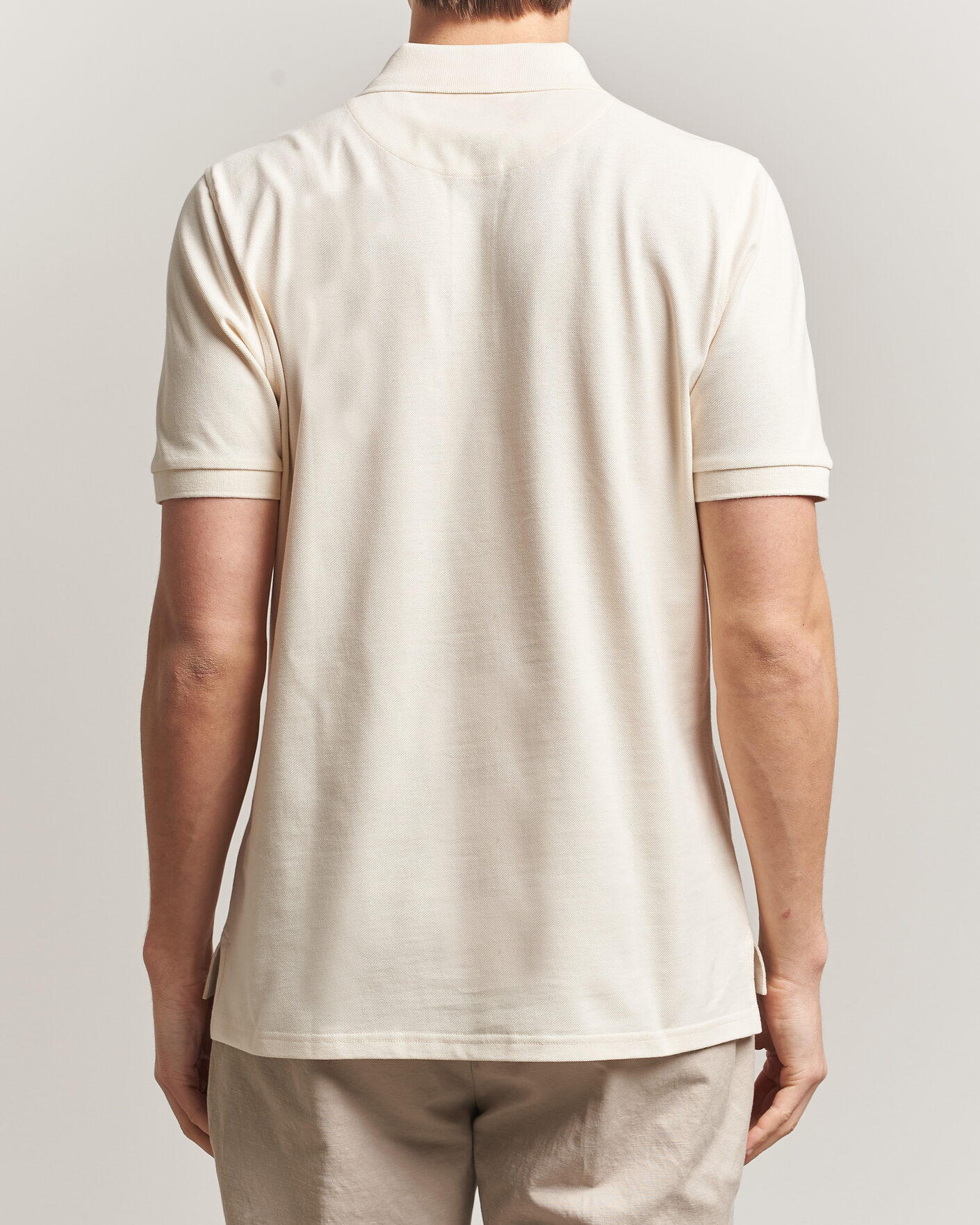 Uomini | Polo | Stenströms | Organic Cotton Piquet Polo Shirt Beige