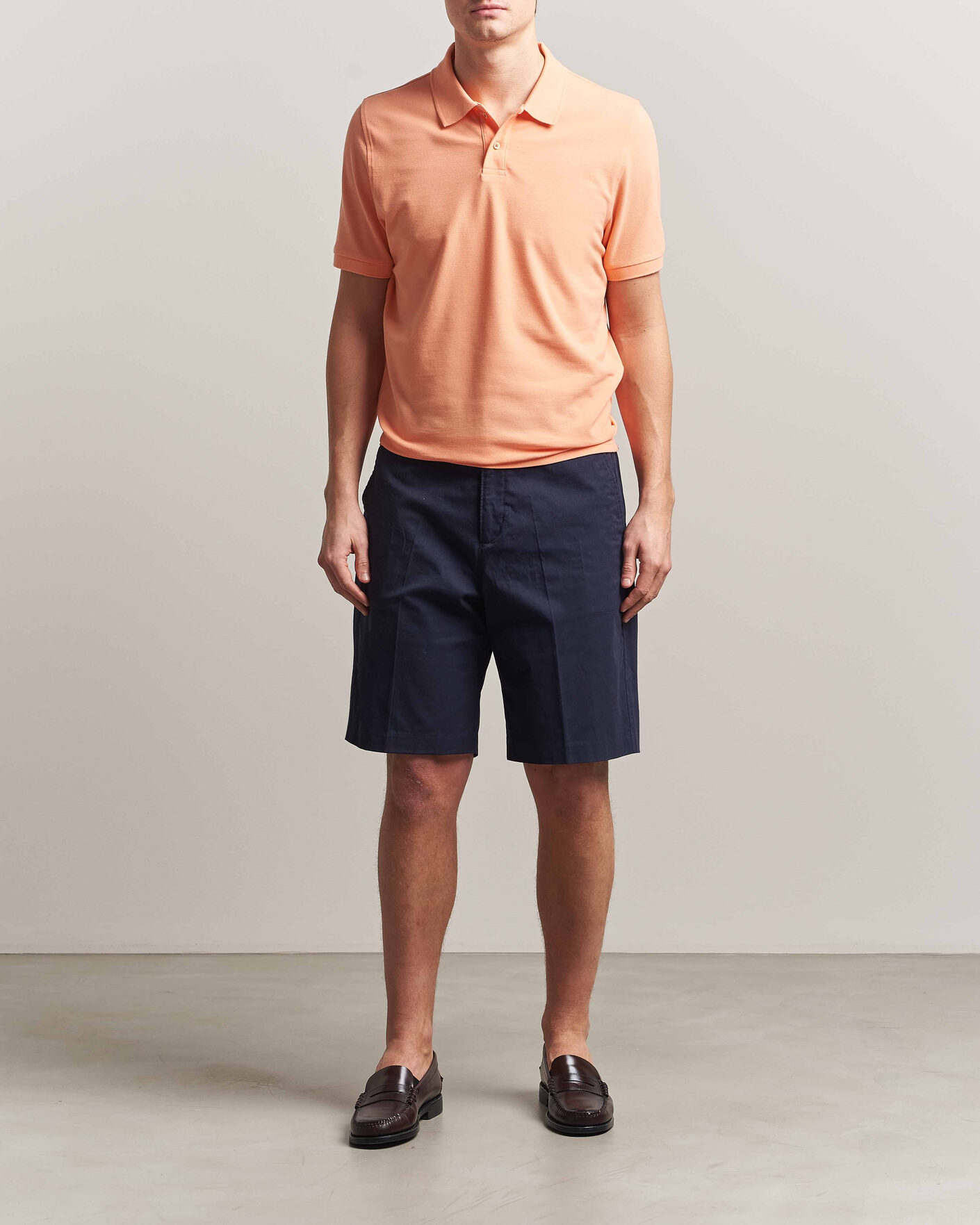 Uomini | Polo | Stenströms | Organic Cotton Piquet Polo Shirt Mandarin
