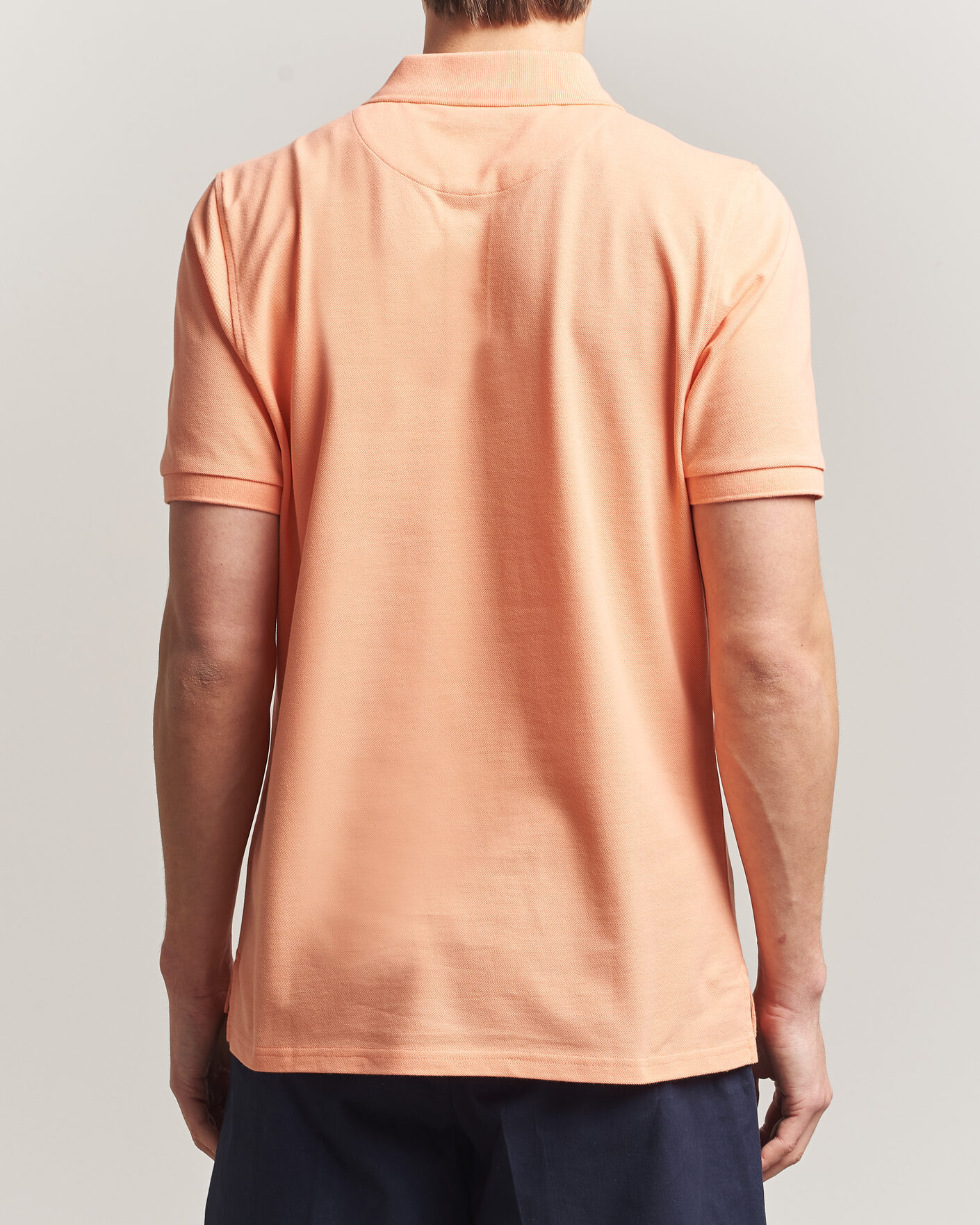 Uomini | Polo | Stenströms | Organic Cotton Piquet Polo Shirt Mandarin