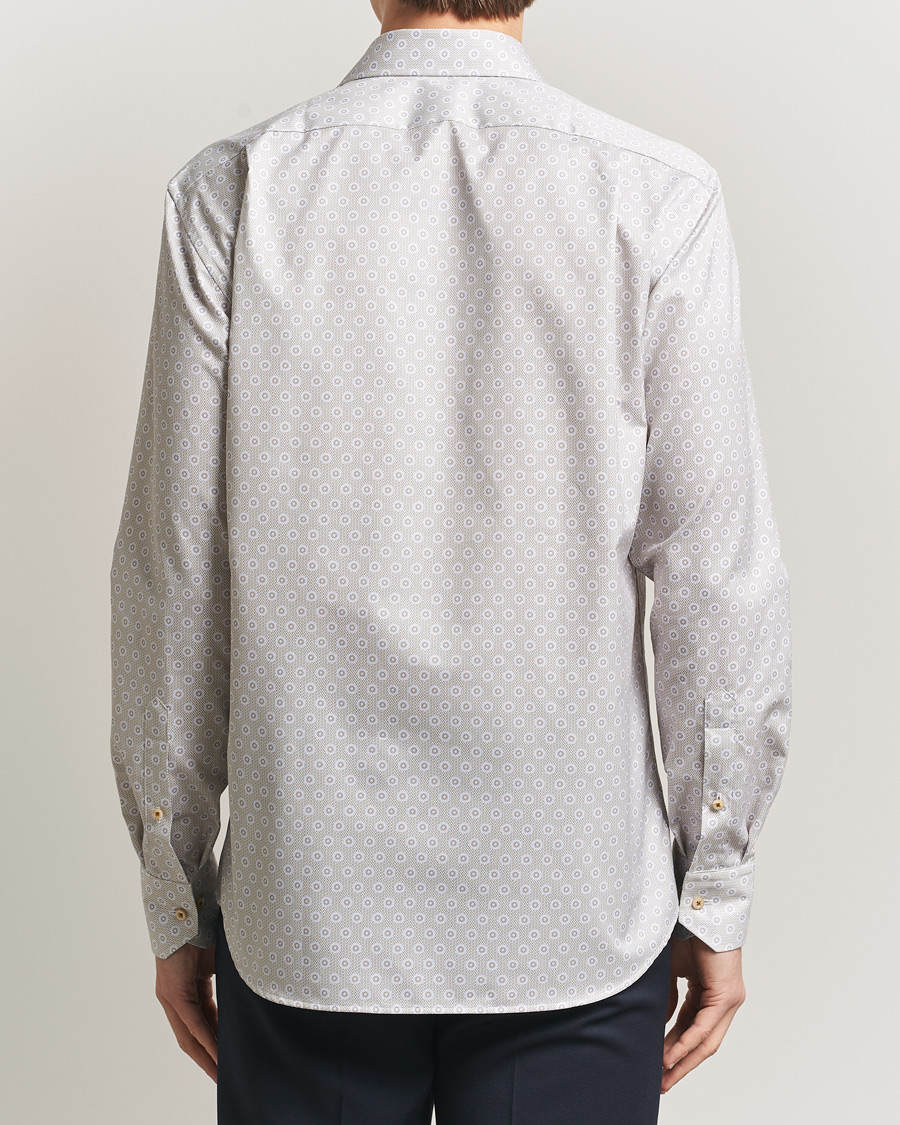 Uomini | Camicie | Stenströms | Regular Fit Printed Cotton Twill Shirt Light Brown