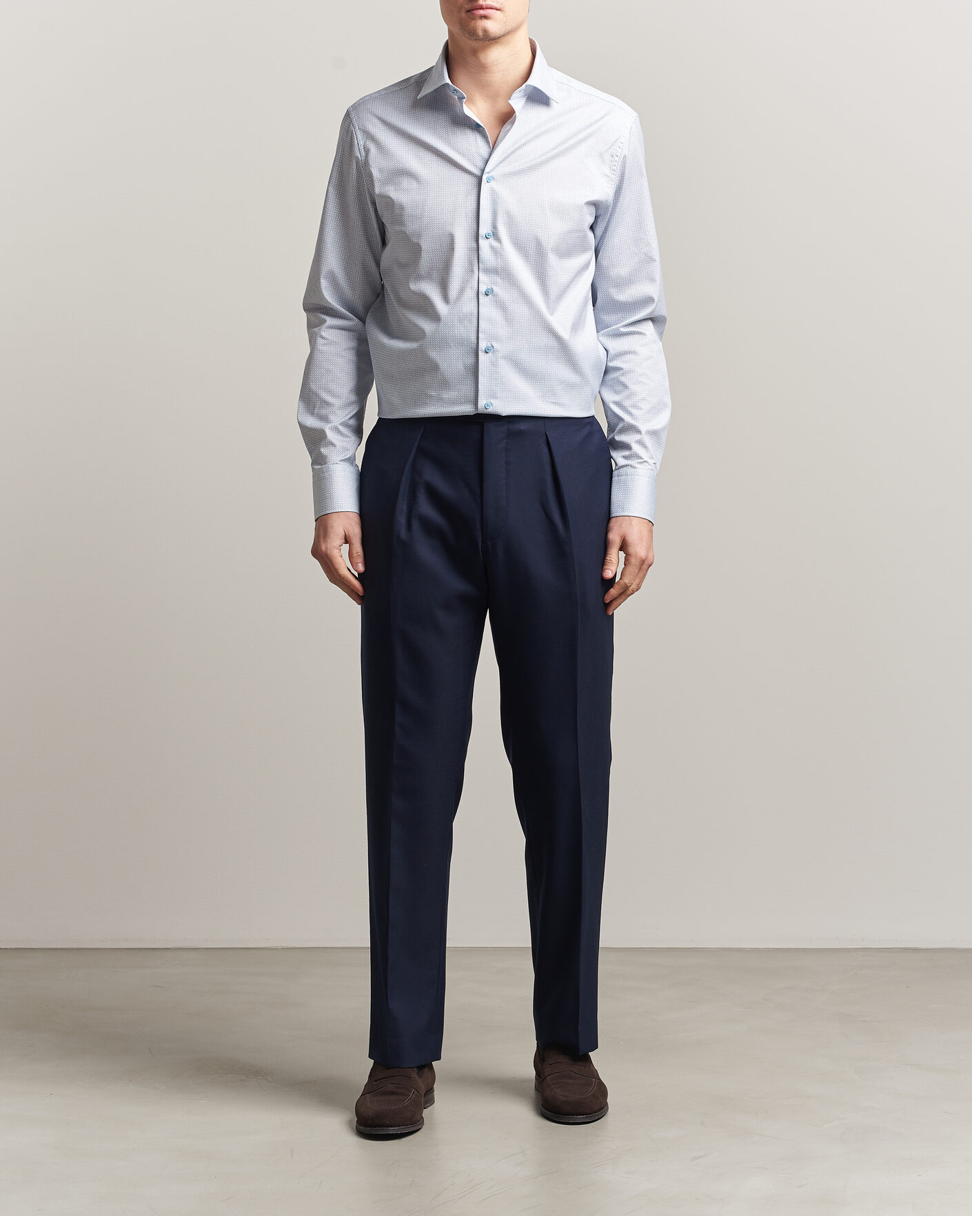 Uomini | Camicie | Stenströms | Regular Fit Micro Printed Twill Shirt Light Blue