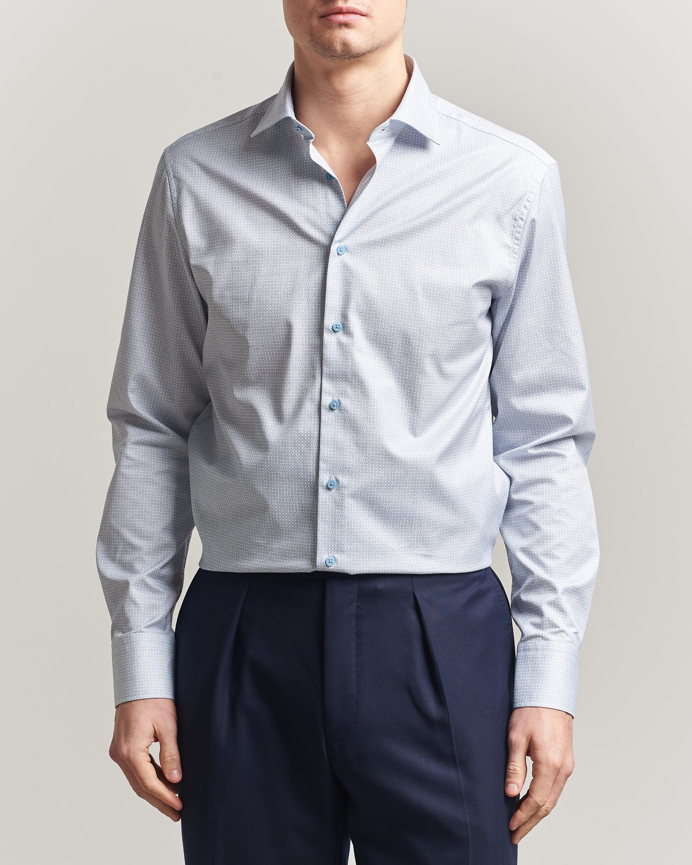 Uomini | Camicie | Stenströms | Regular Fit Micro Printed Twill Shirt Light Blue