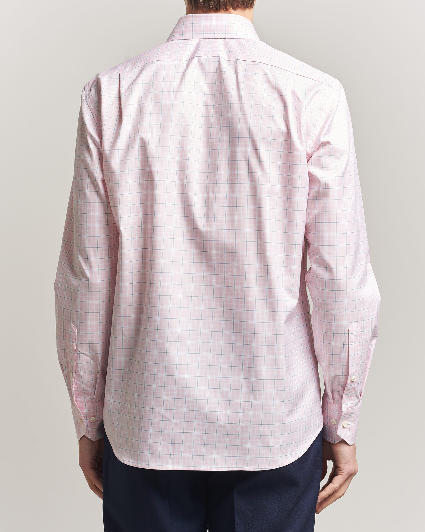 Uomini | Camicie | Stenströms | Regular Fit Over Check Cotton Shirt Pink