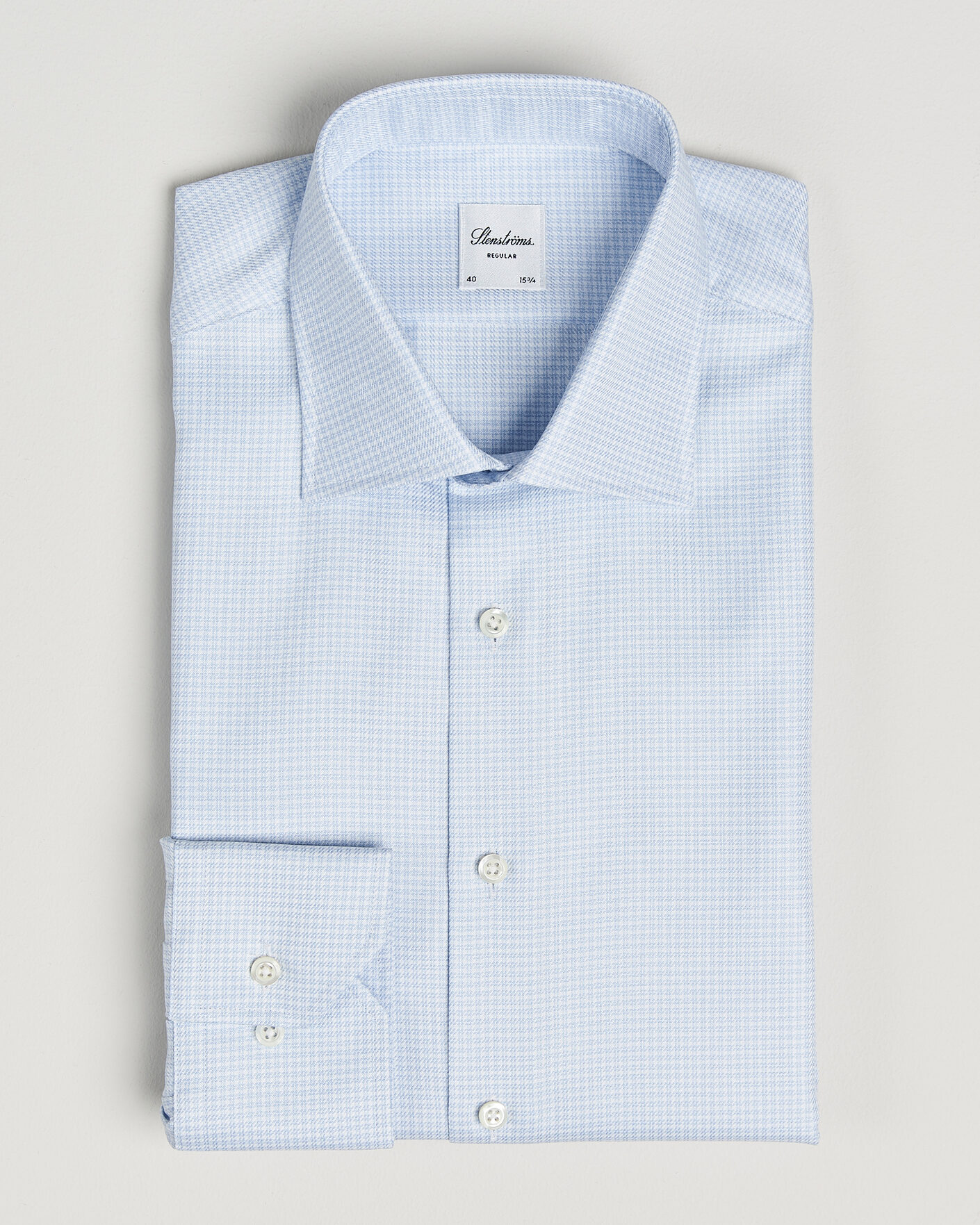 Uomini | Camicie | Stenströms | Regular Fit Micro Structure Shirt Light Blue