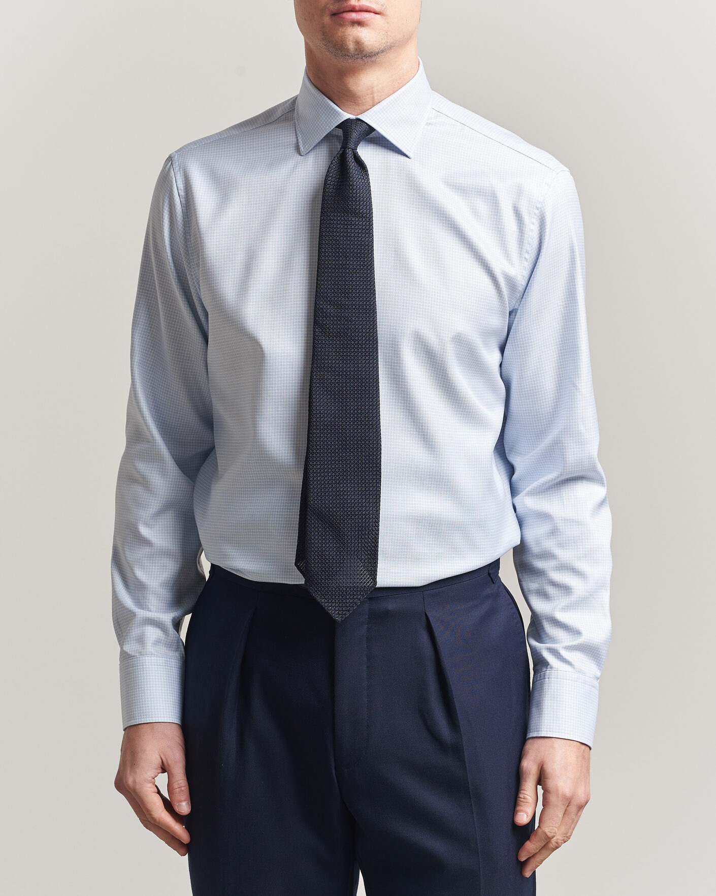 Uomini | Camicie | Stenströms | Regular Fit Micro Structure Shirt Light Blue